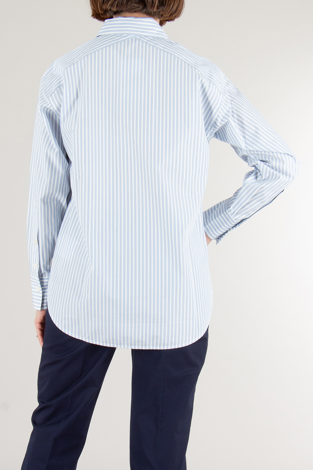 WOOLRICH Relaxed Fit Striped Cotton Poplin Boyfriend Shirt