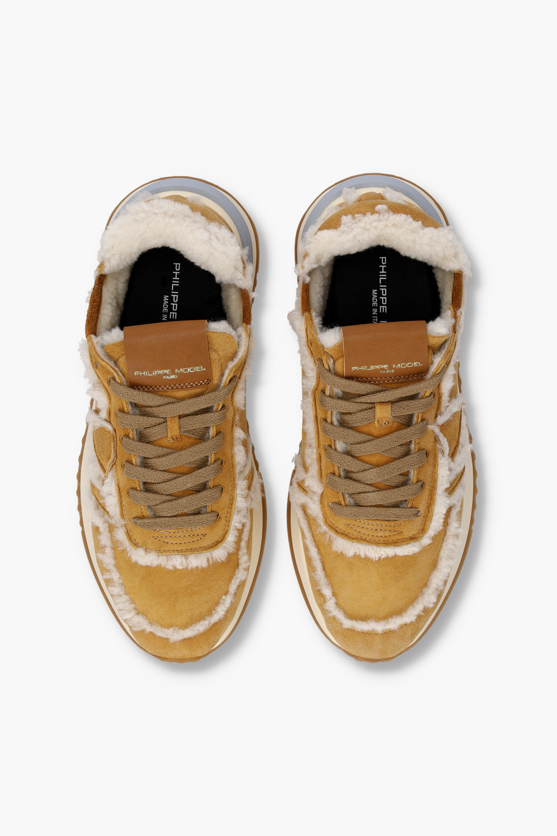 PHILIPPE MODEL Faux Shearling Lined Suede Sneakers Tropez 2.1 Low Bekleidung, Schuhwerk, Schuh, Sandale, Turnschuh