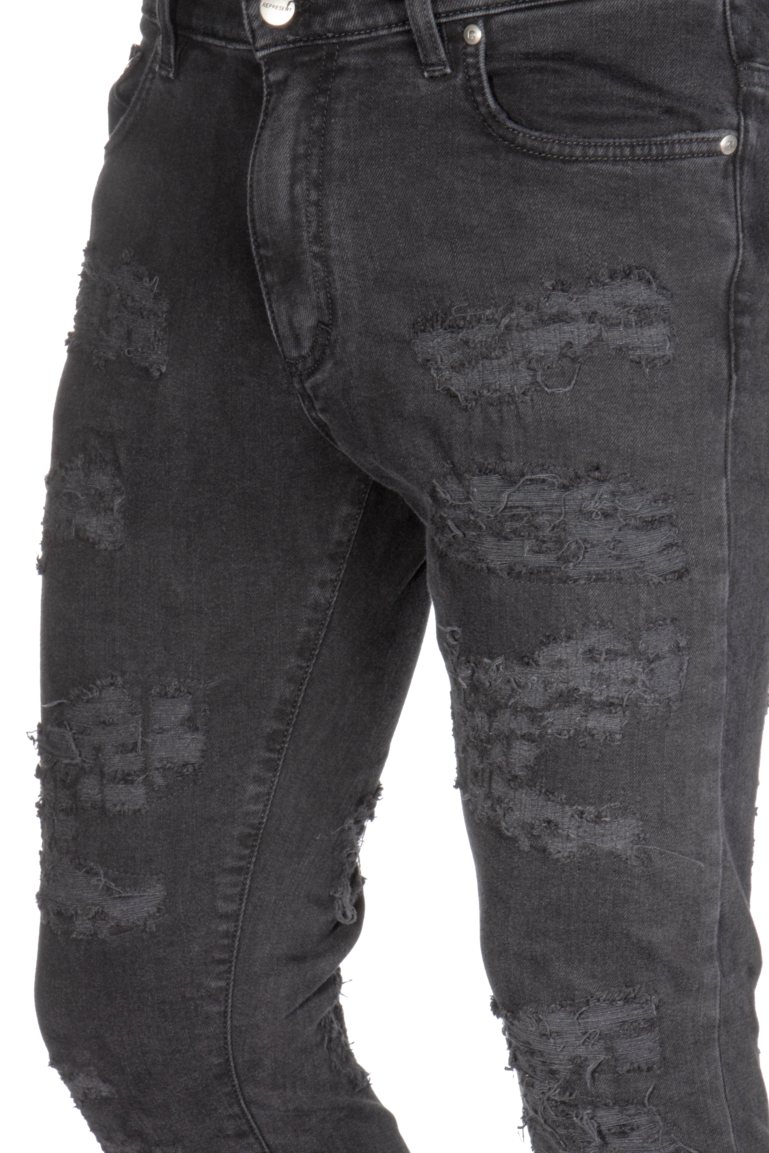 REPRESENT Shredded Denim Vintage Black