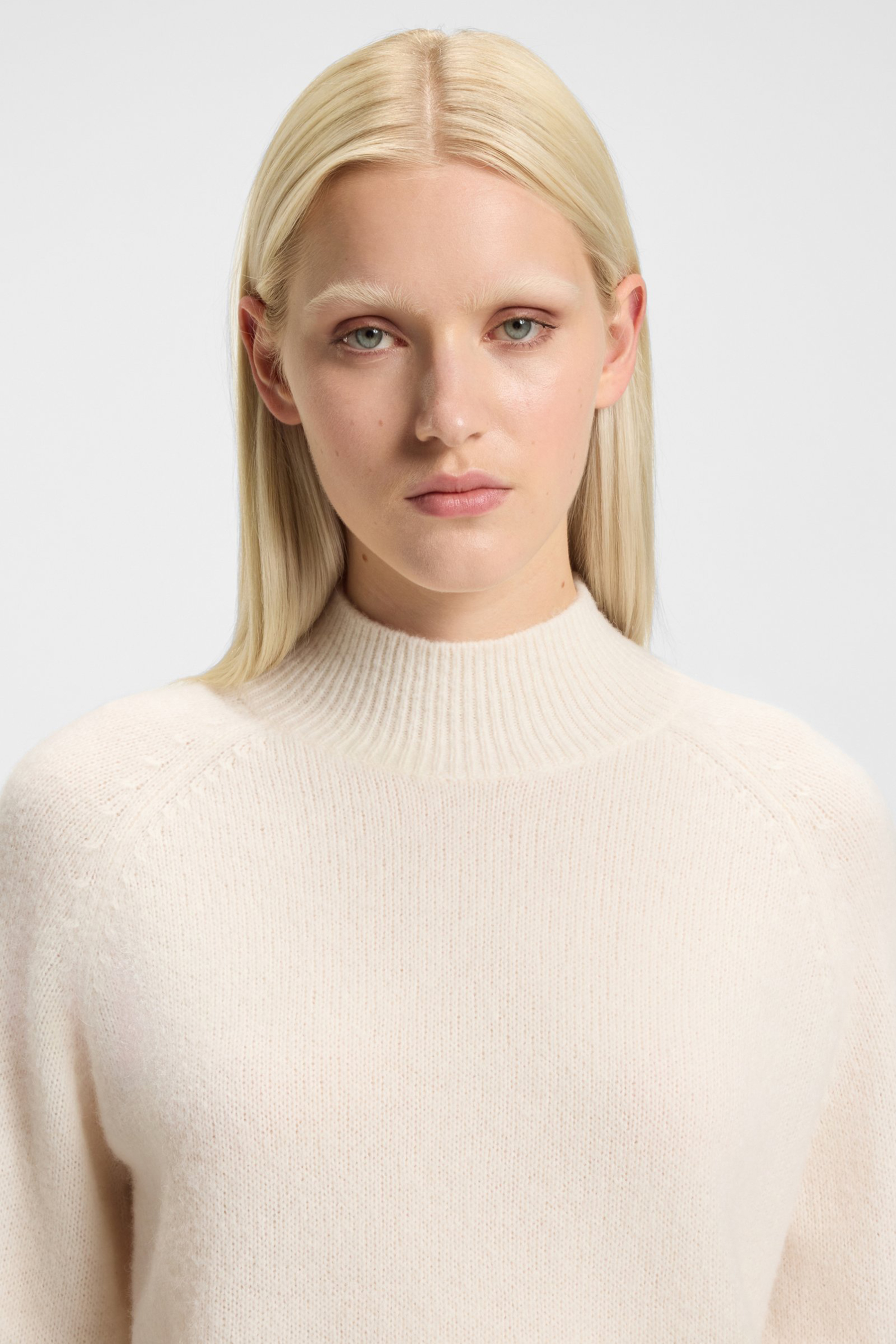 HUGO Relaxed Fit Wool-Alpaca Blend Mock Neck Sweater Surpio Pulli, Erwachsener, Weiblich, Person, Frau