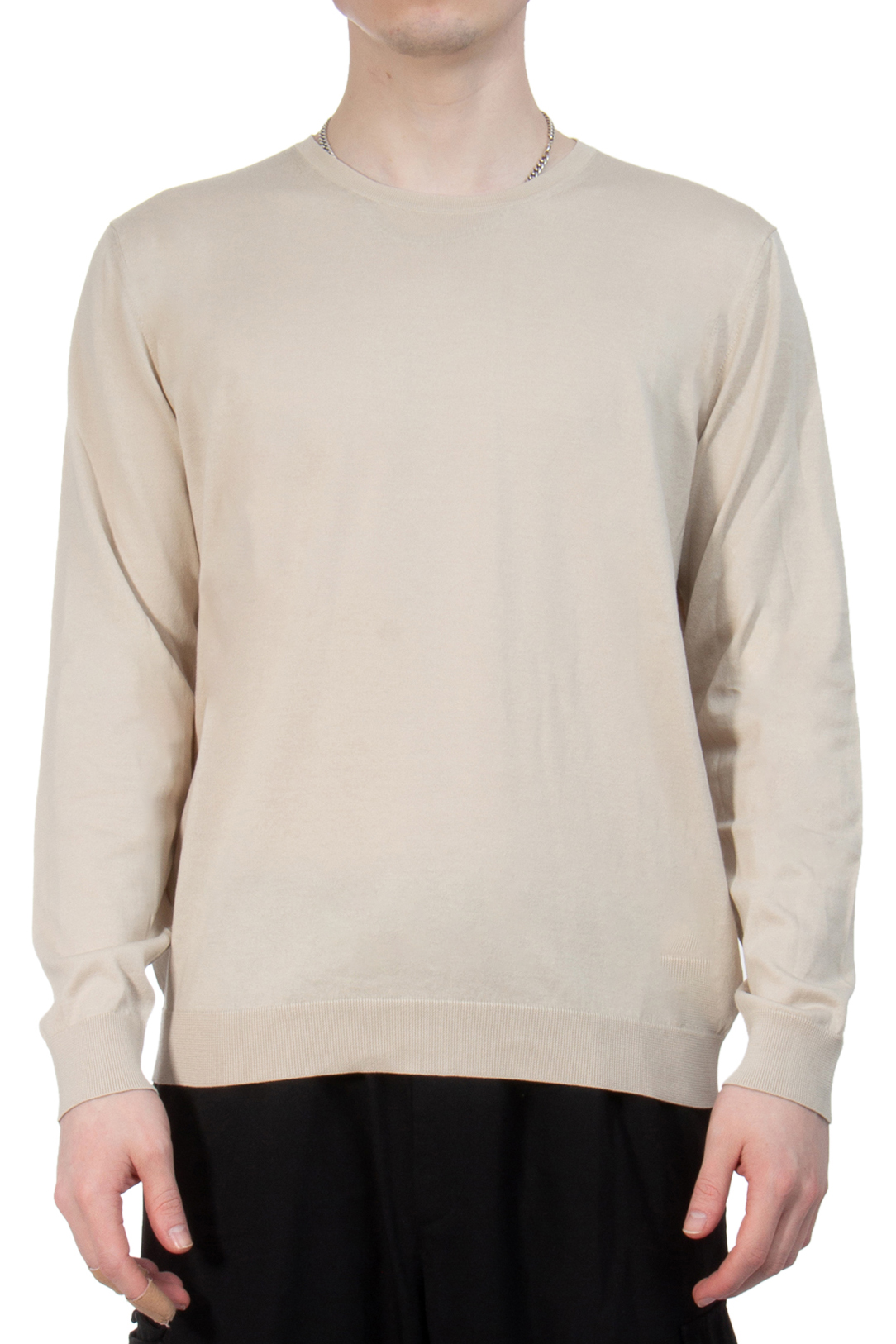 ROBERTO COLLINA Crew Neck Fine Knit Cotton Sweater