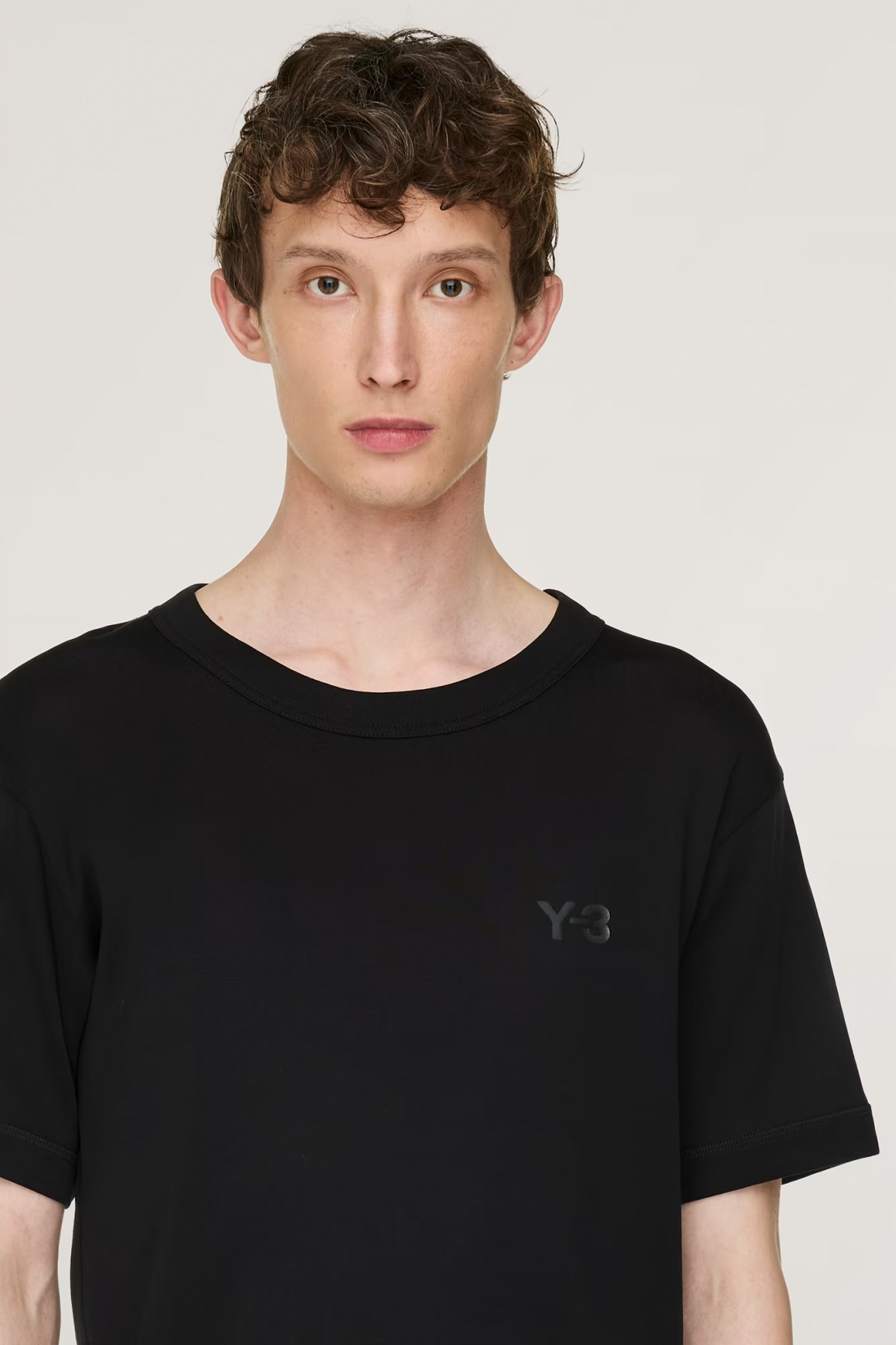 Y-3 Slim Fit Cotton Jersey T-Shirt T-shirt, Hals, Person, Junge, Jugendlich