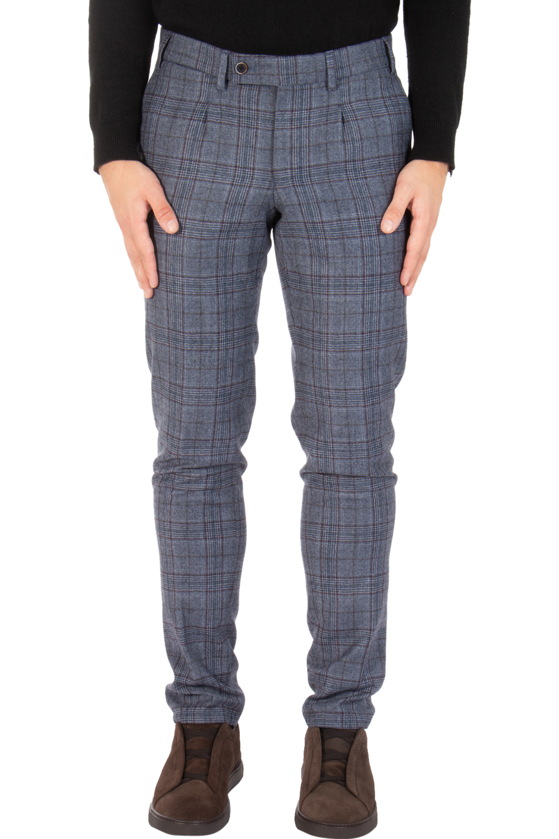 HILTL Checked Virgin Wool Flannel Pants Terzo