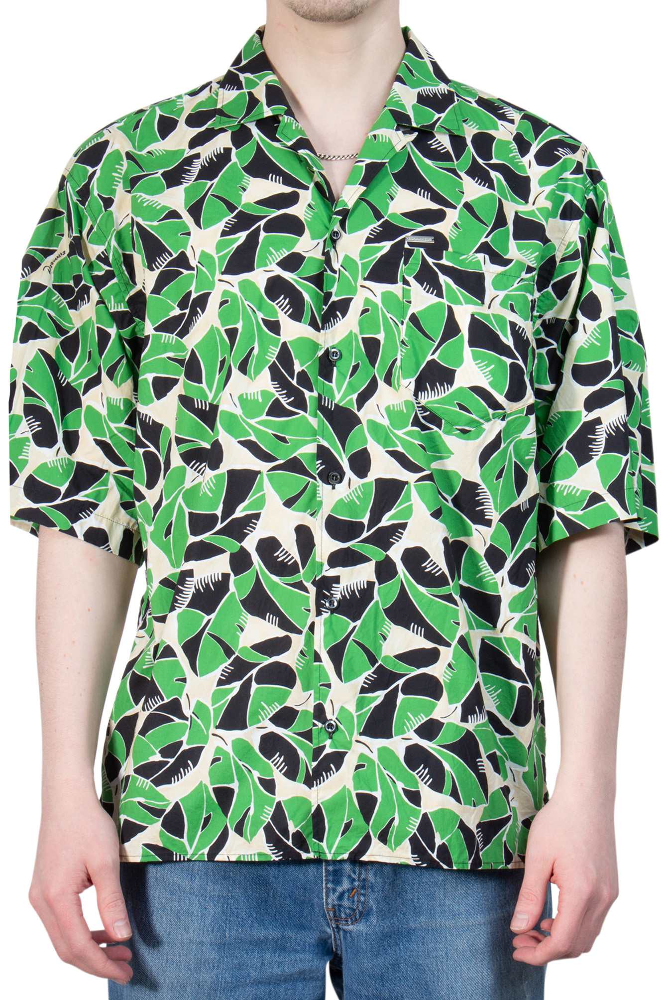 DSQUARED2 Printed Cotton Bowling Dropped Shirt DSQUARED2 Printed Cotton Bowling Dropped Shirt
