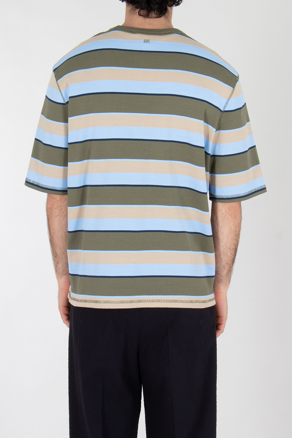 AMI PARIS Oversized Striped Cotton T-Shirt