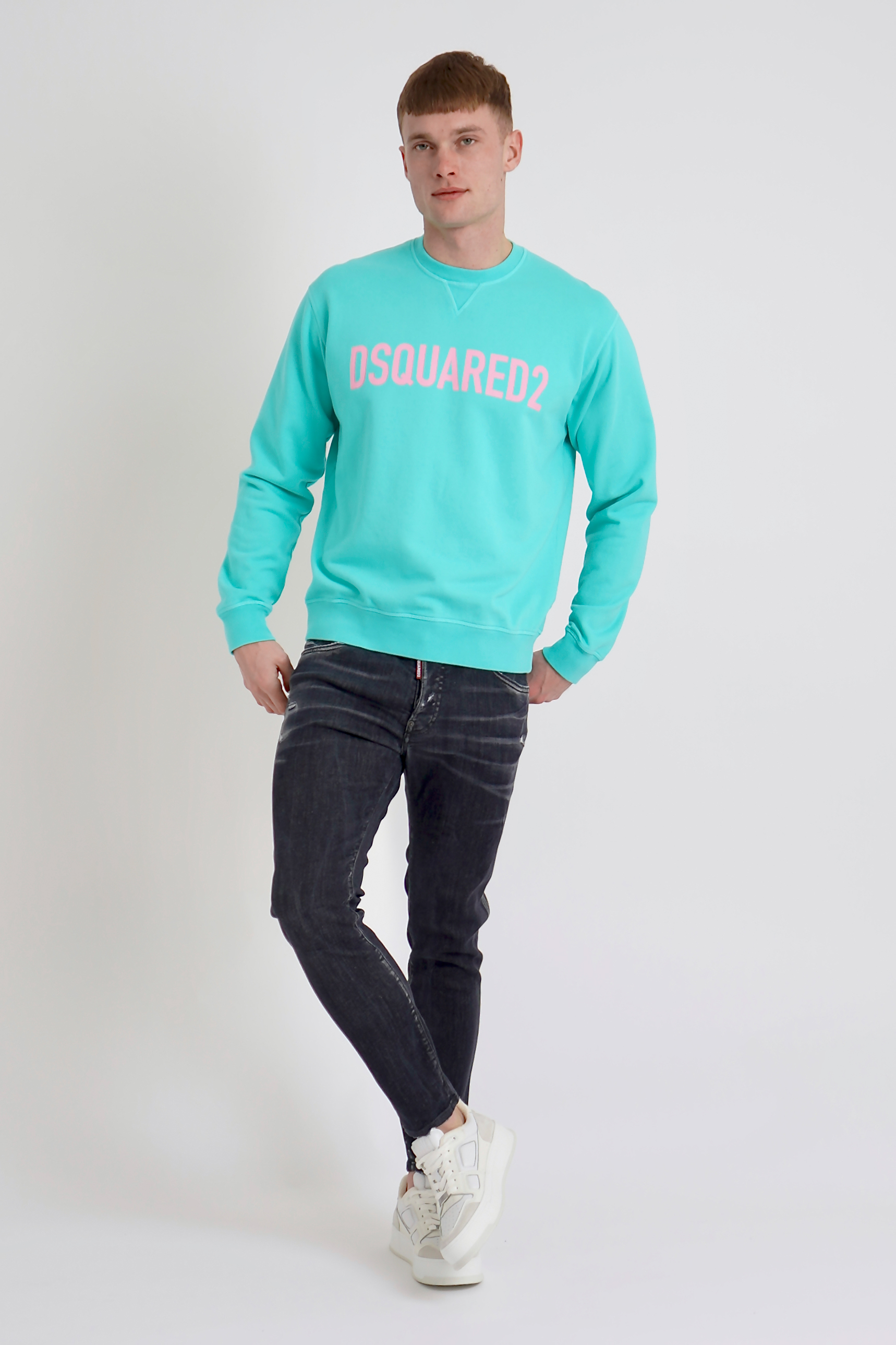 DSQUARED2 Printed Cool Fit Crewneck Cotton Sweatshirt DSQUARED2 Printed Cool Fit Crewneck Cotton Sweatshirt