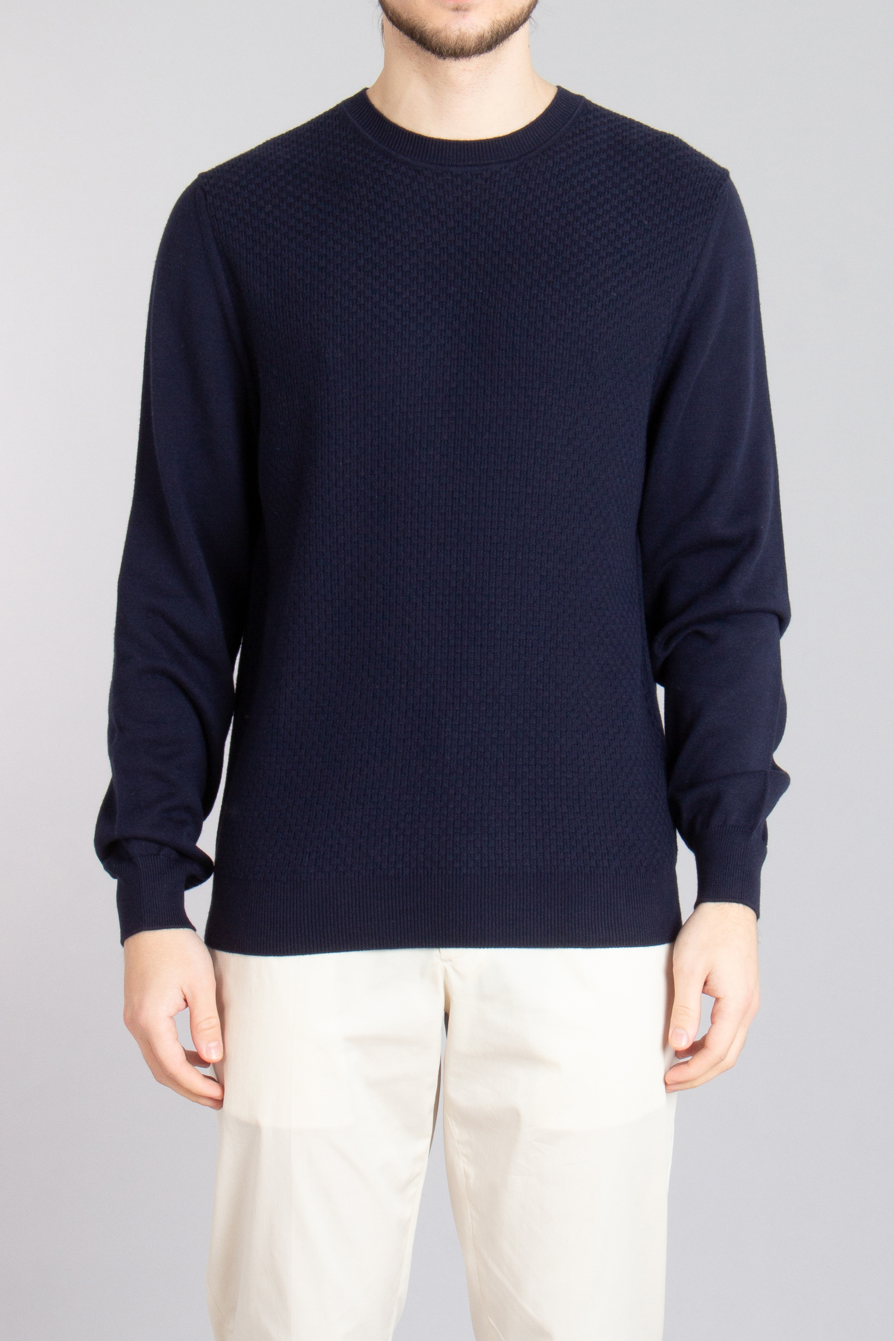CANALI Micro Structured Cotton-Modal Blend Sweater