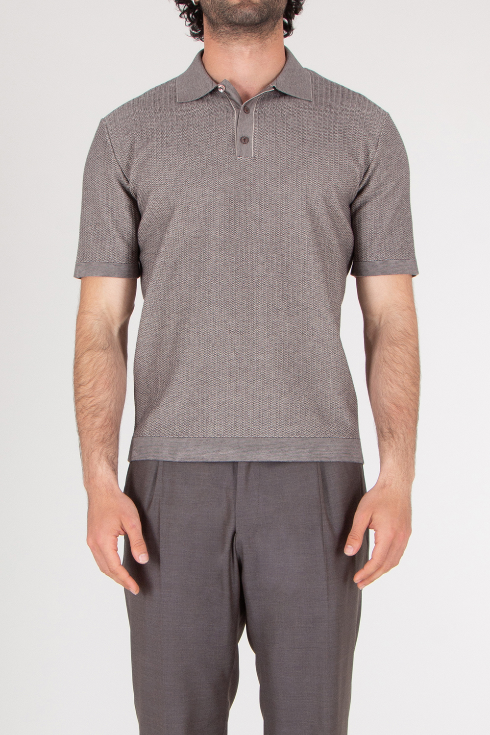 AGNONA Textured Knit Cotton Silk Polo Shirt