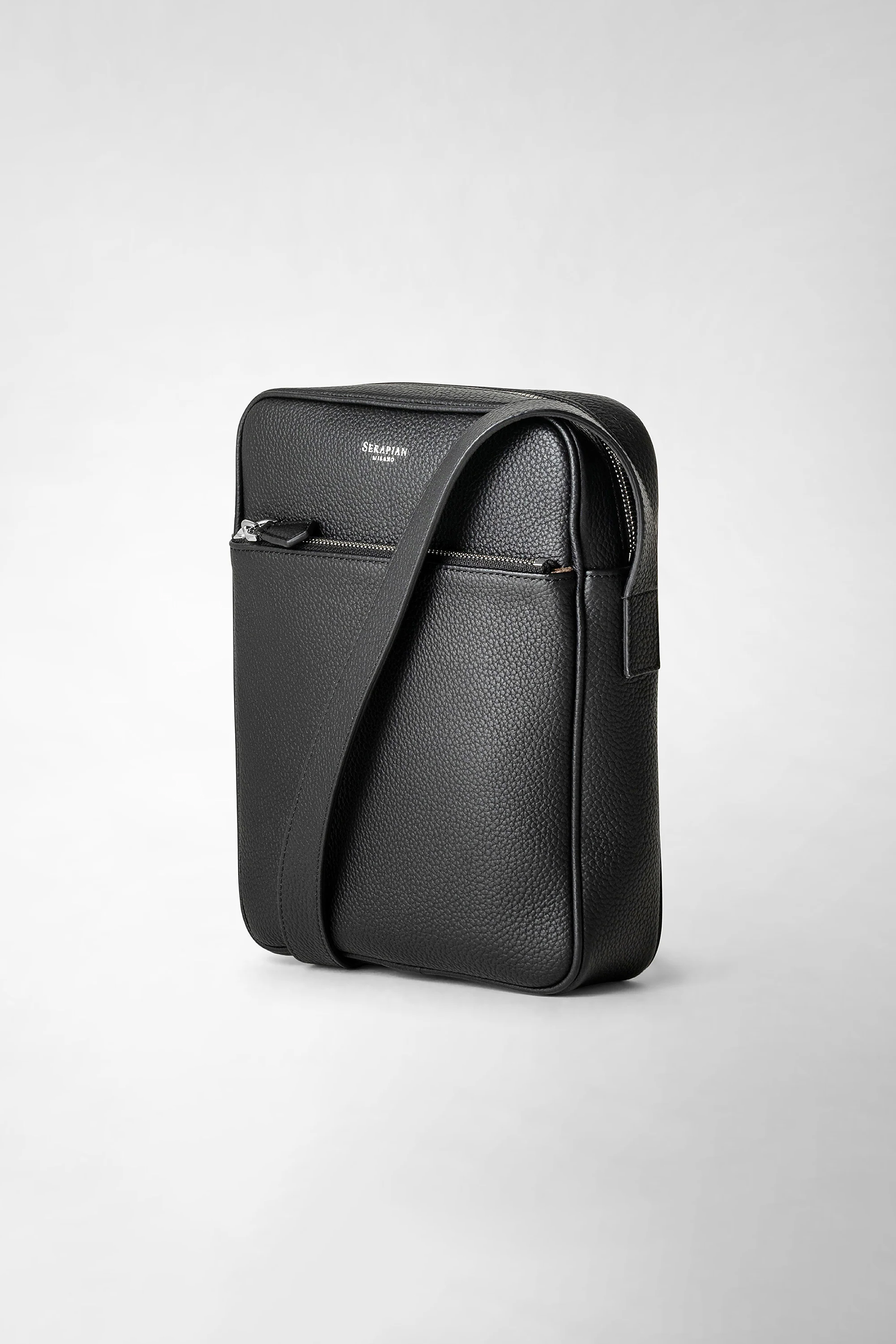 SERAPIAN Cashmere Leather Messenger Bag North South SERAPIAN Cashmere Leather Messenger Bag North South
