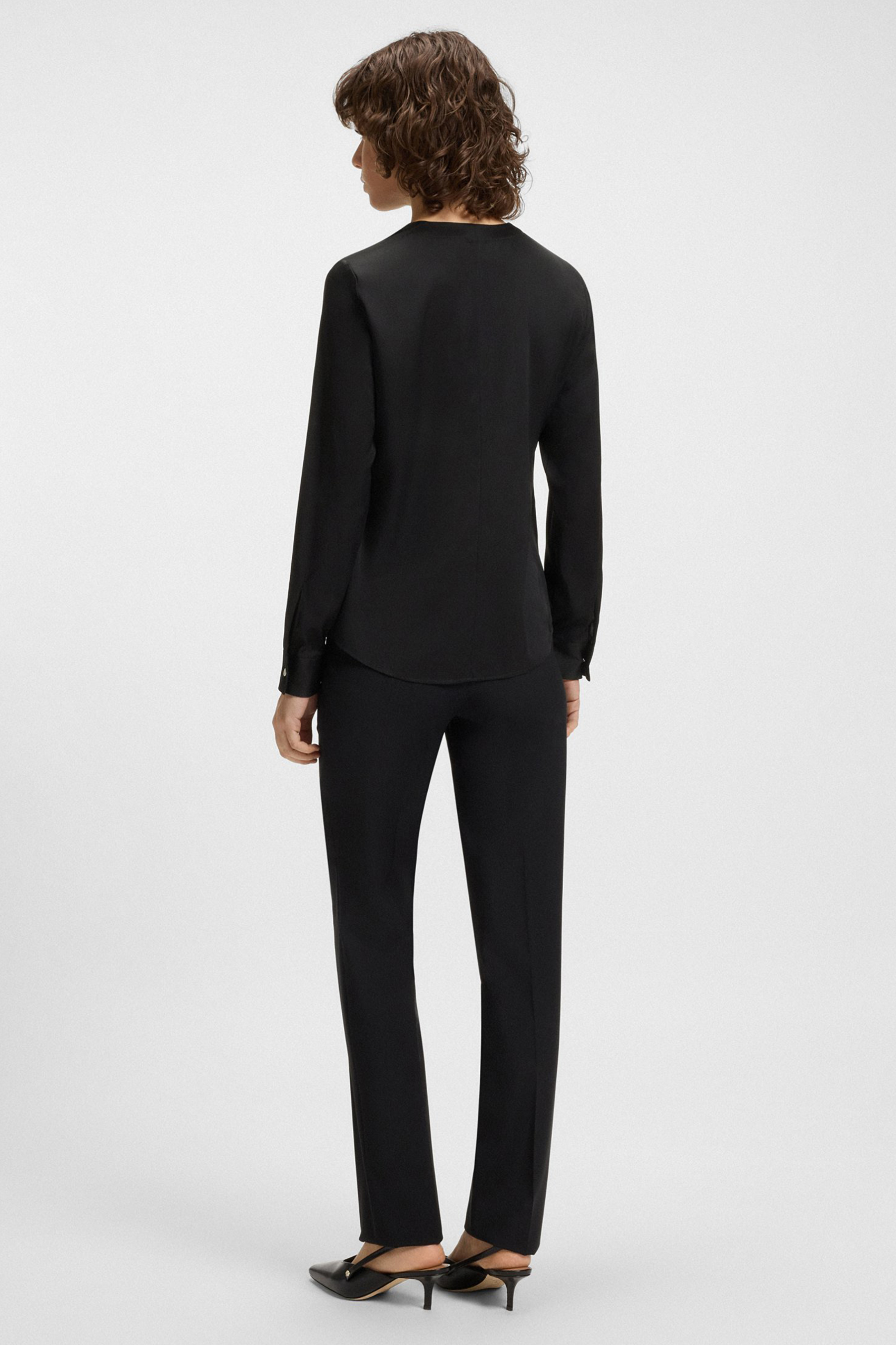 BOSS Regular Fit Stretch Silk Blouse Banorah Formelle Kleidung, Anzug, Smoking, Person, Mantel