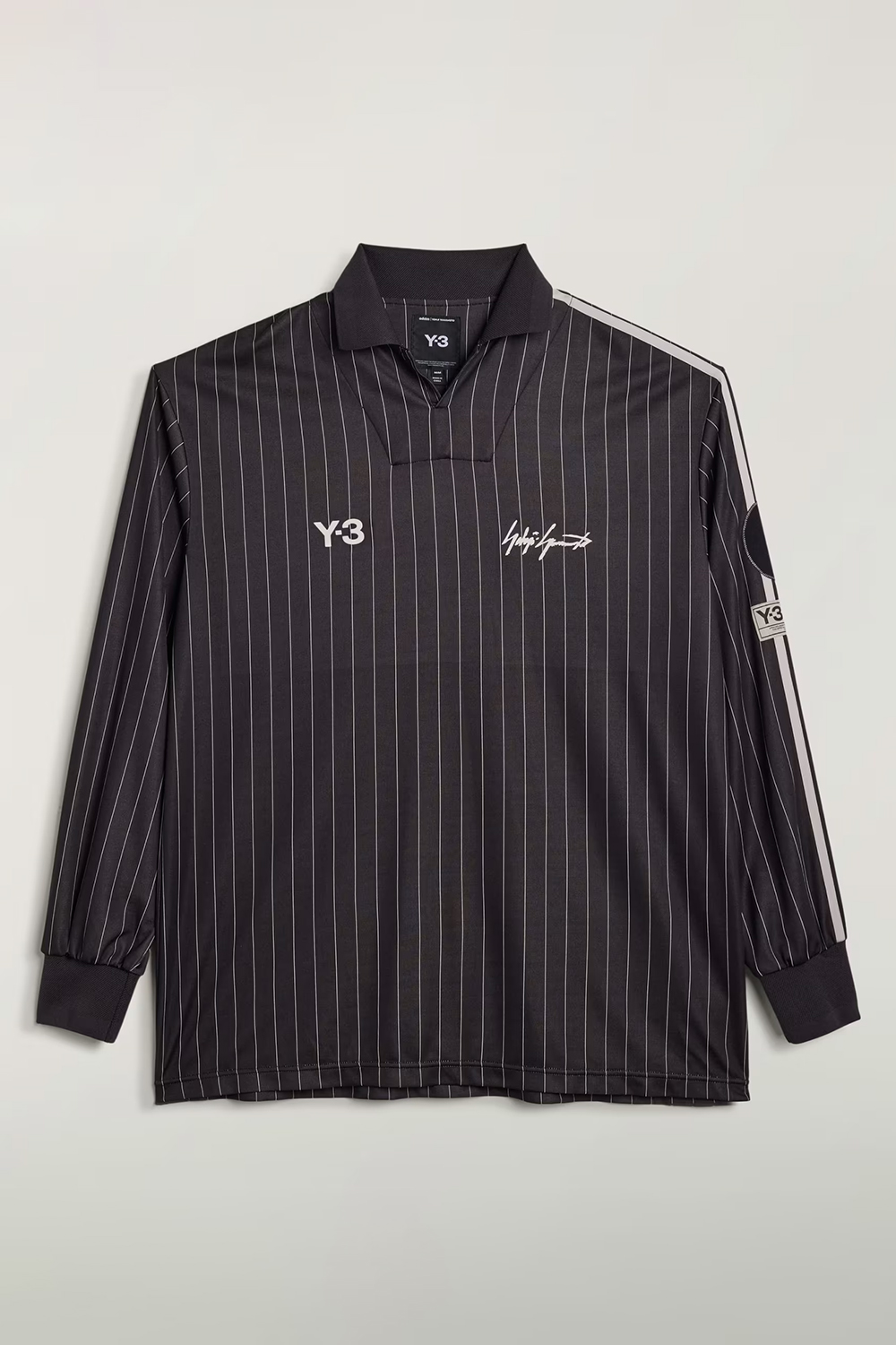Y-3 Regular Fit Pinstripe Jacquard Zinedine Zidane Long-Sleeve Football Jersey