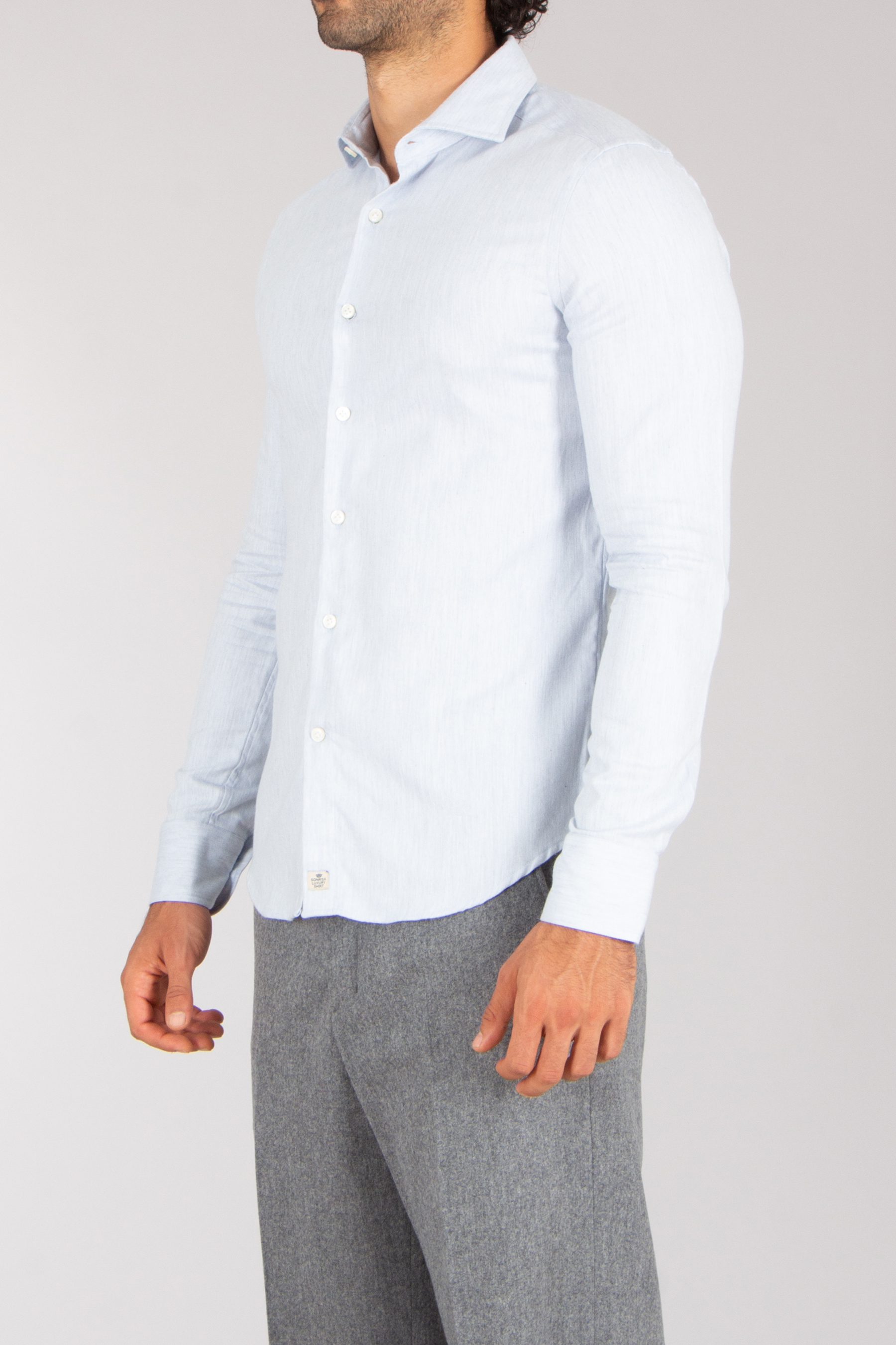 SONRISA Regular Fit Herringbone Pattern Cotton-Lyocell Flannel Shirt Hemd, Langarm, Kleid, Hemd, Leinen, Hosen