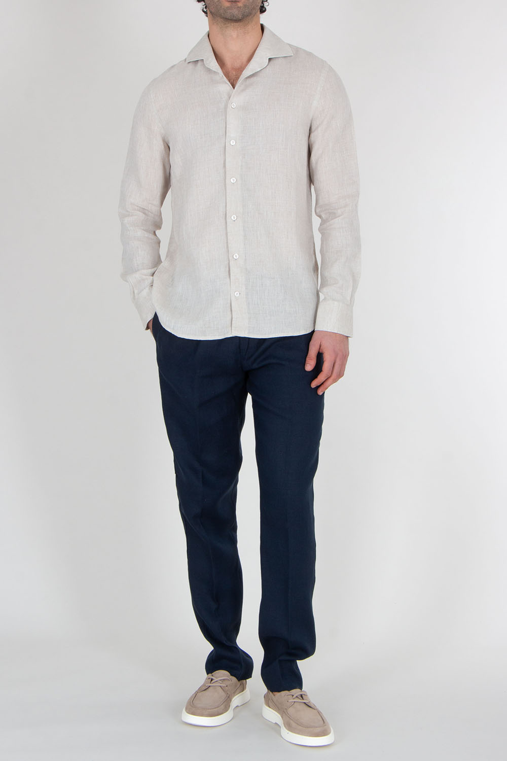 AURÉLIEN Slim Fit Linen Shirt Seaside