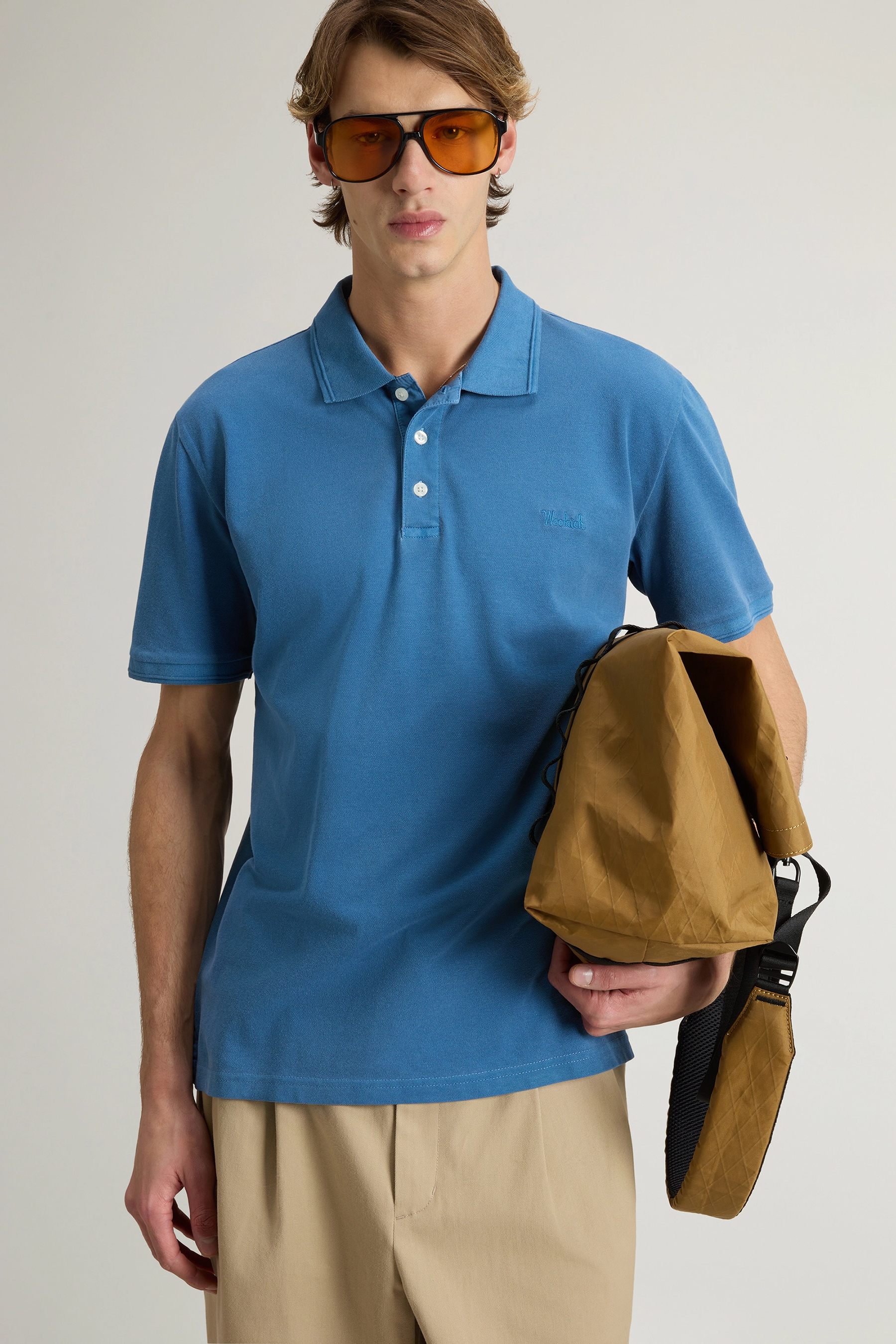 WOOLRICH Slim Fit Stretch Cotton Piqué Polo Shirt Mackinack WOOLRICH Slim Fit Stretch Cotton Piqué Polo Shirt Mackinack