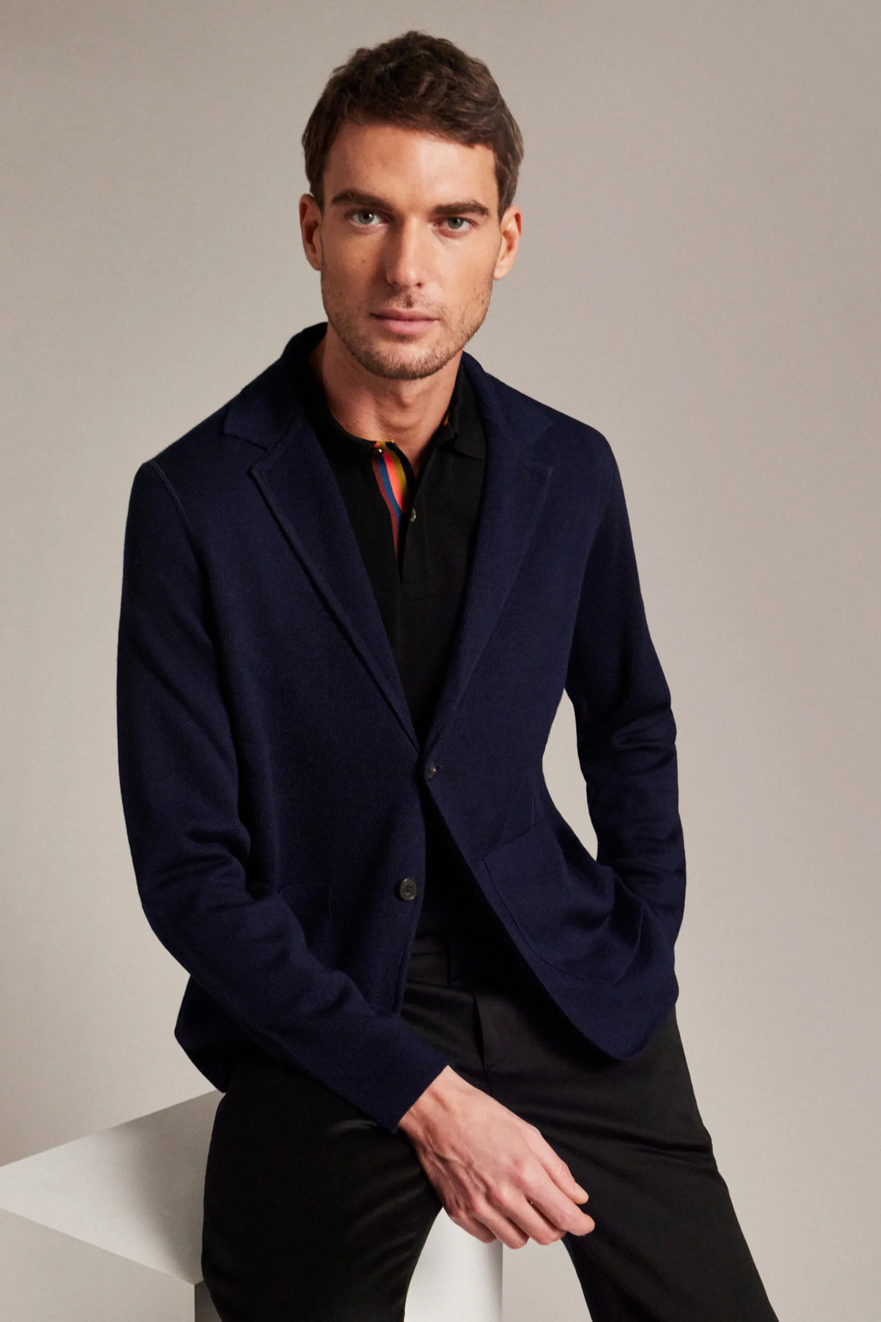 PAUL SMITH 'Artist Stripe' Placket Cotton Piqué Polo Shirt PAUL SMITH 'Artist Stripe' Placket Cotton Piqué Polo Shirt