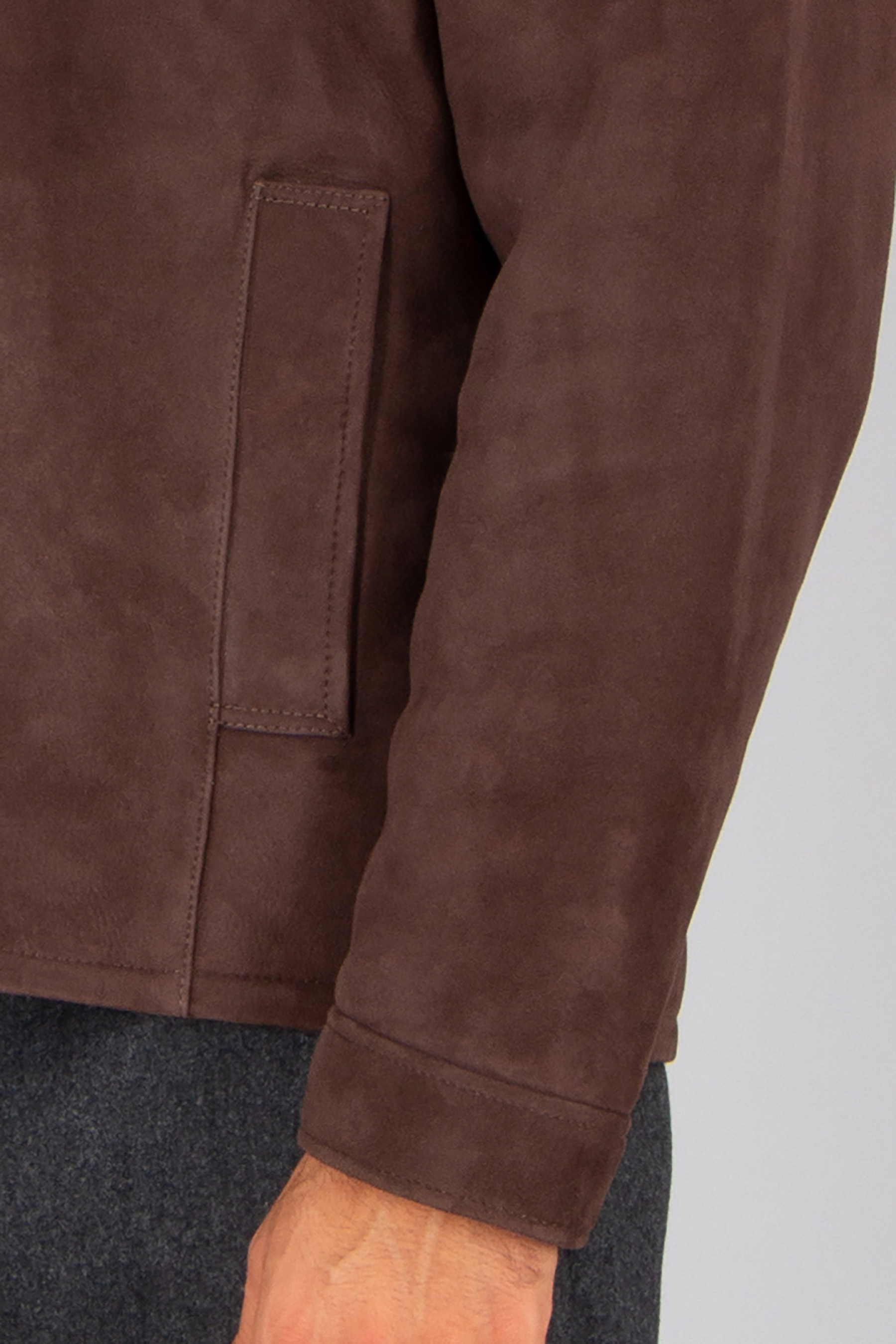 ARMA Regular Fit Shearling Suede Jacket Hara Mantel, Jacke, Langarm, Mann, Person