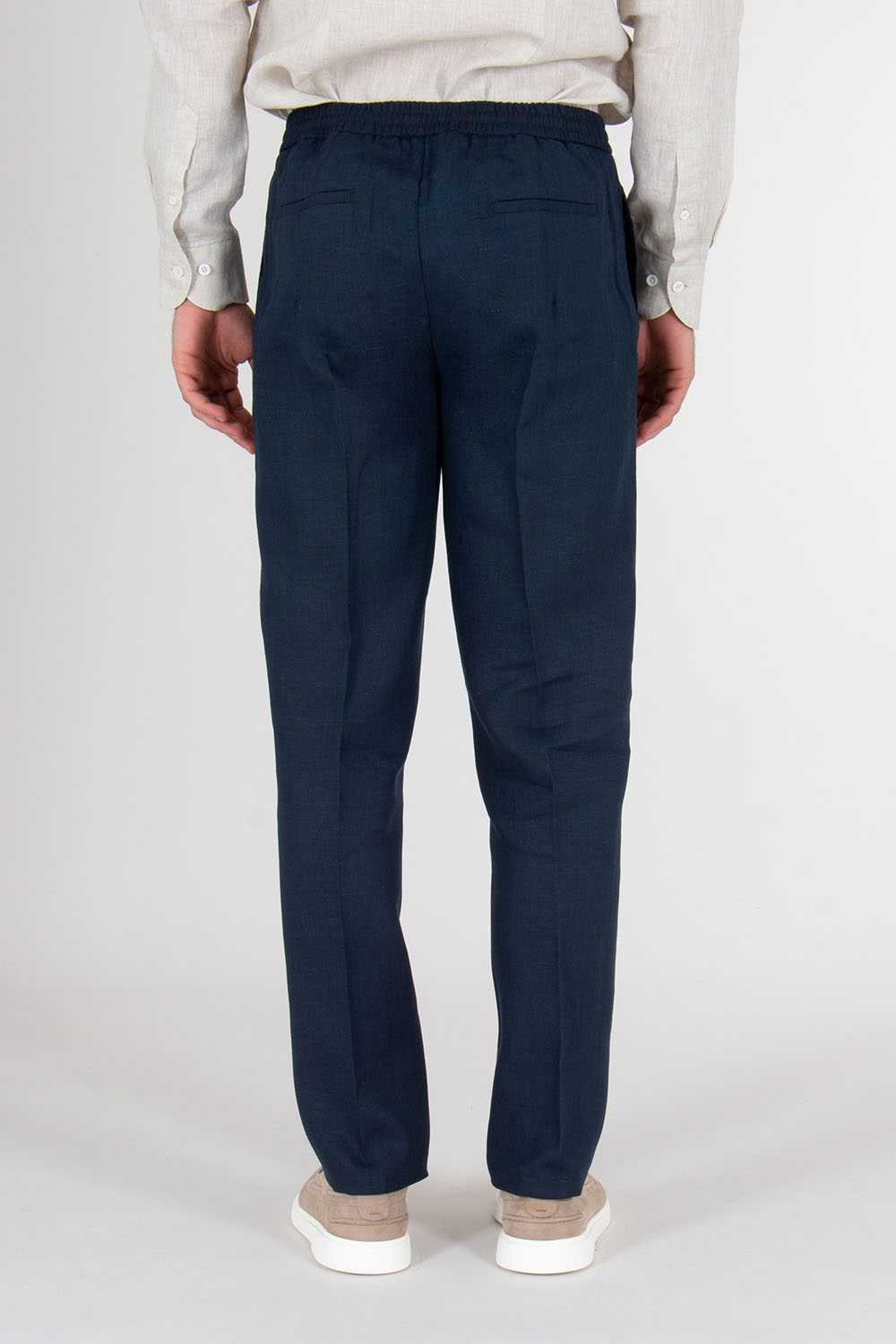AURÉLIEN Slim Fit Linen Drawstring Trousers Seaside