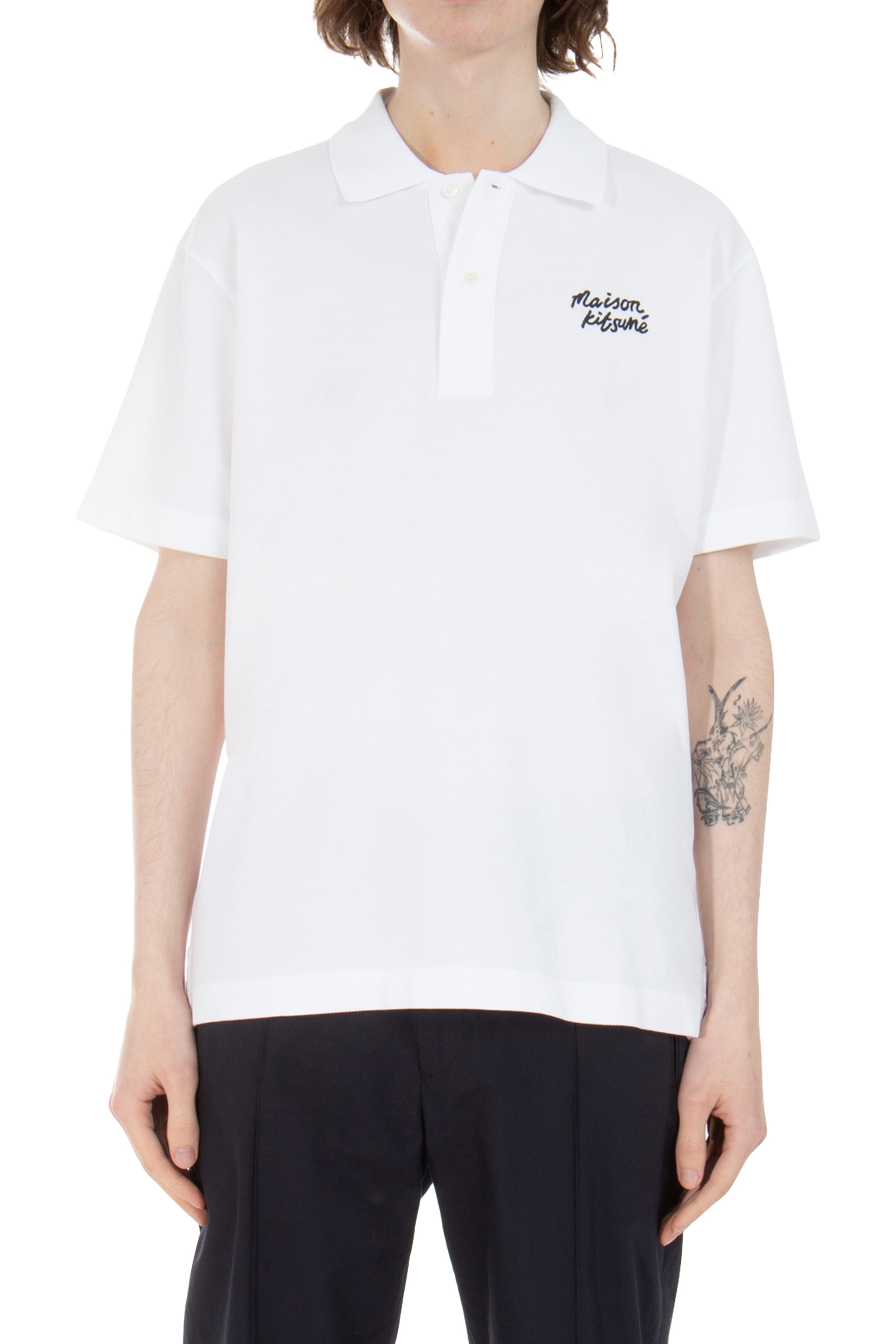 MAISON KITSUNÉ Embroidered Cotton Piqué Polo Shirt | M MAISON KITSUNÉ Embroidered Cotton Piqué Polo Shirt | M