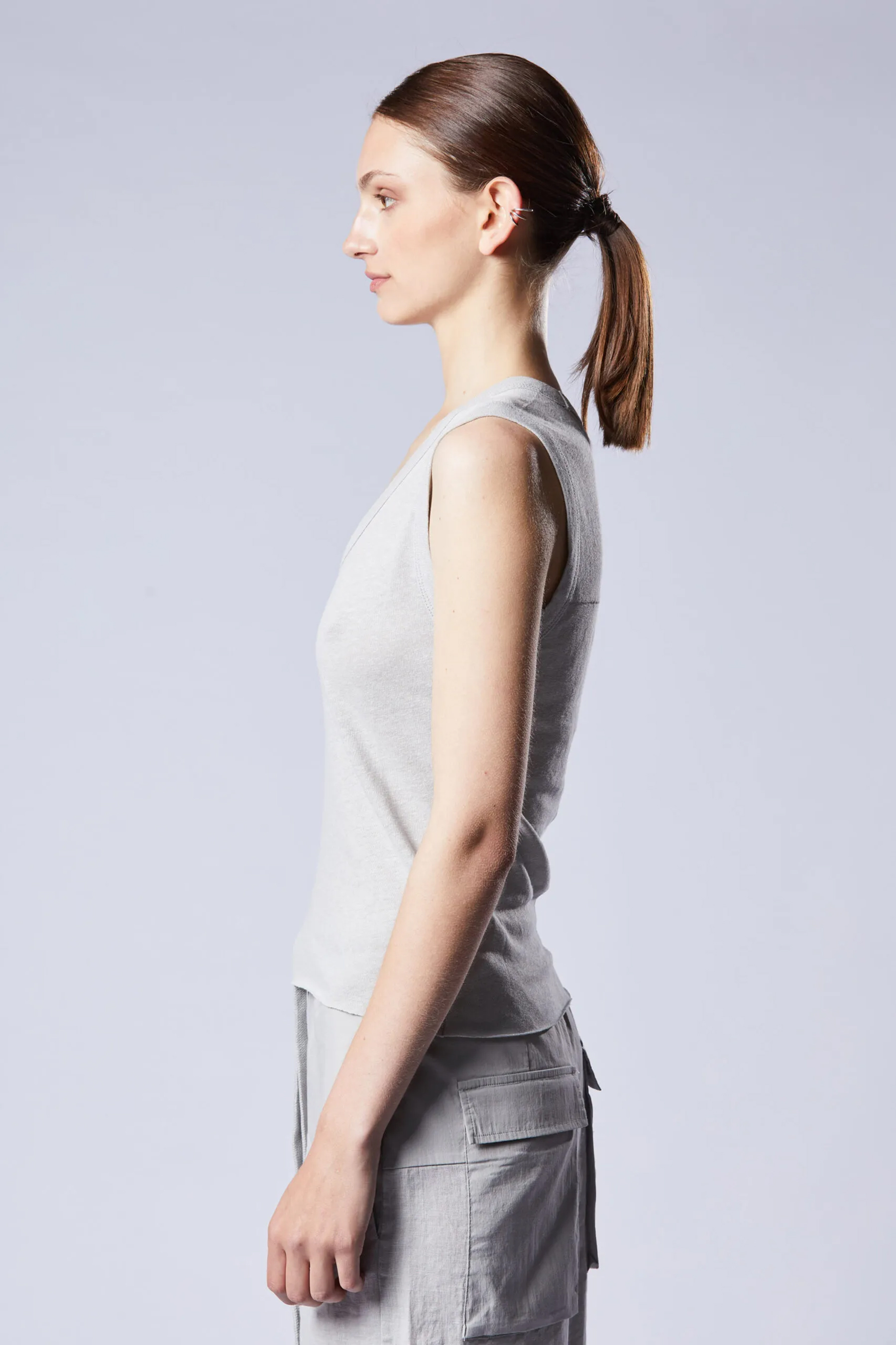 THOM KROM Scoop Neck Linen Cotton Blend T-Shirt THOM KROM Scoop Neck Linen Cotton Blend T-Shirt
