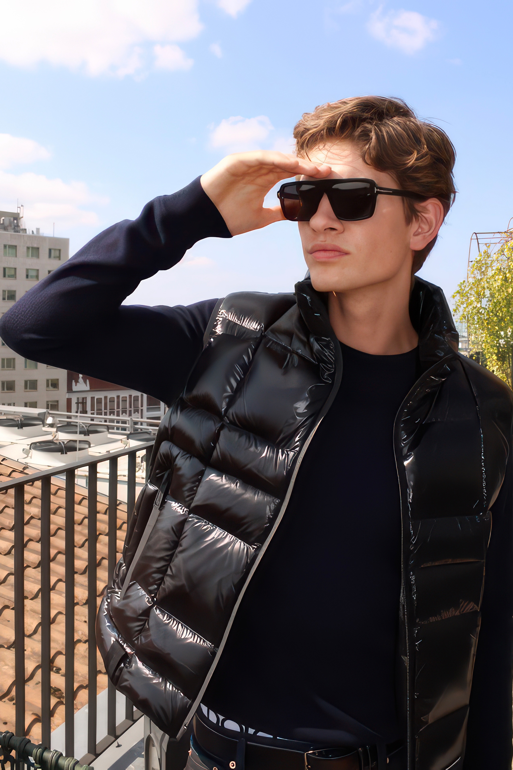 Mantel, Jacke, Sonnenbrille, Weste, Person