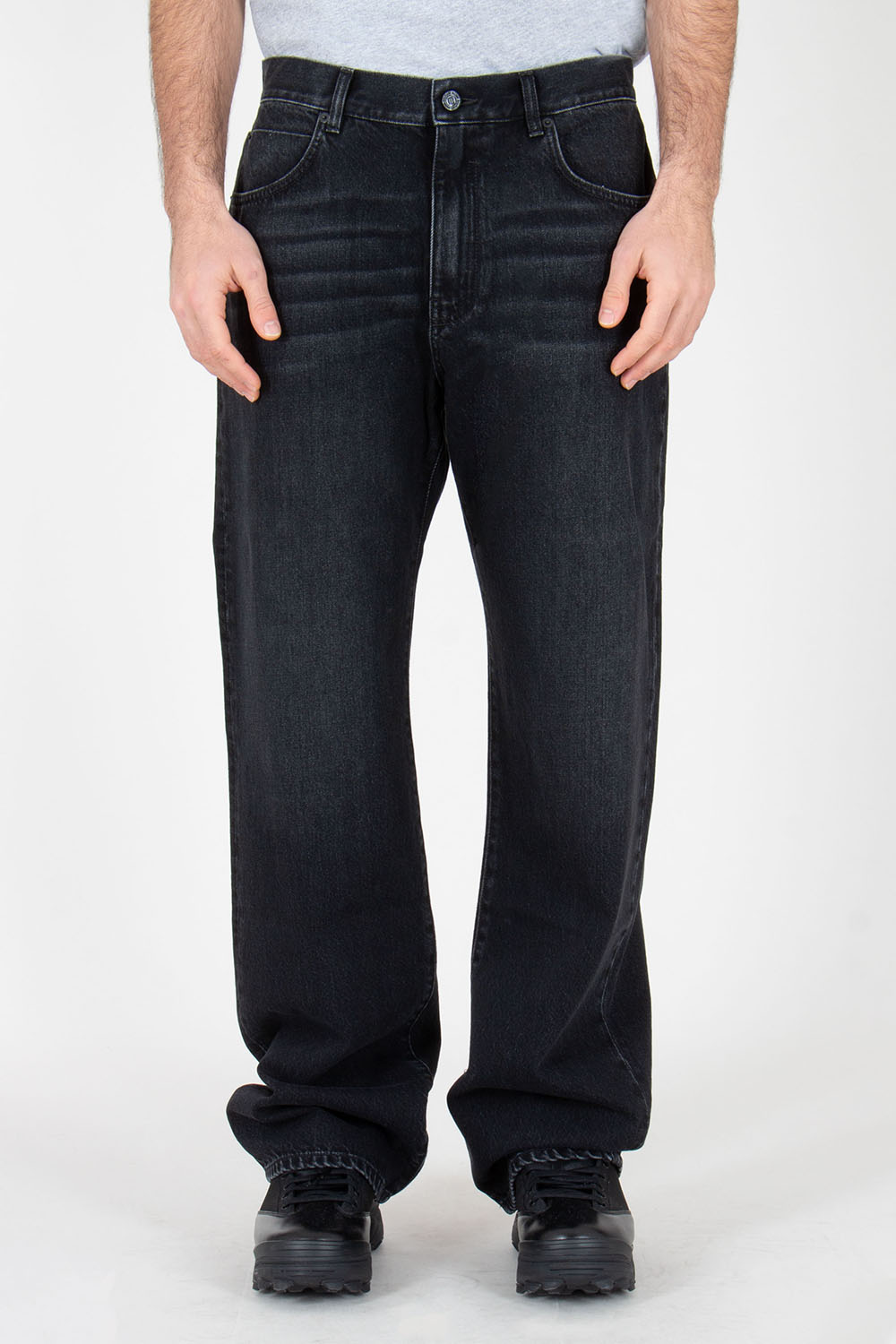 BALMAIN Loose Fit Organic Cotton Denim Jeans