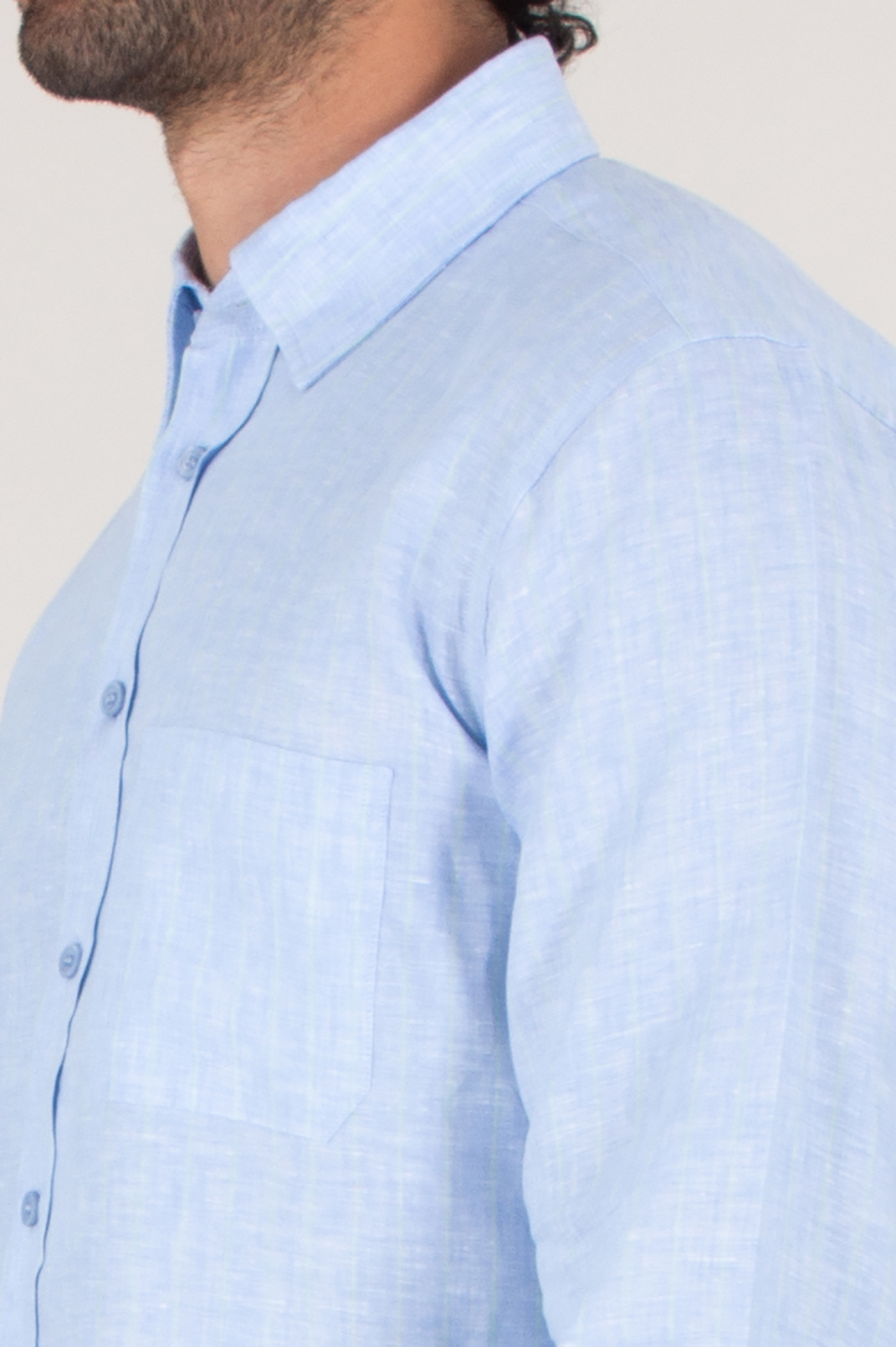 SEAESE Regular Fit Linen Pinstripe Shirt