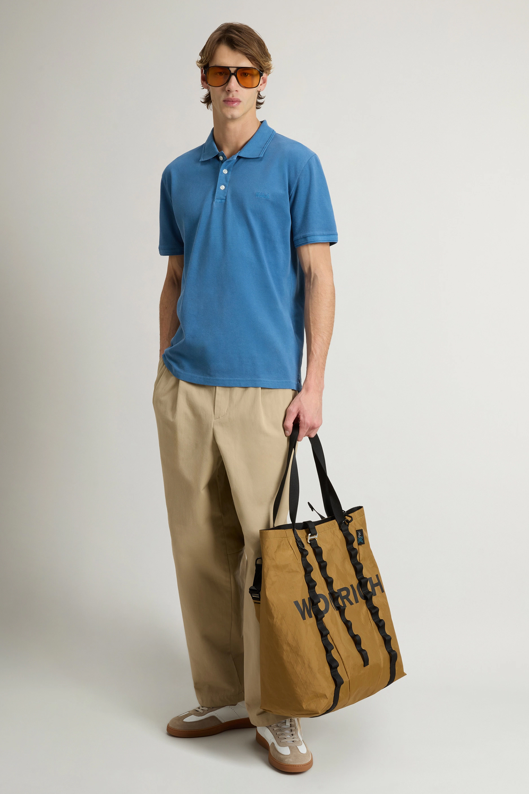 WOOLRICH Slim Fit Stretch Cotton Piqué Polo Shirt Mackinack WOOLRICH Slim Fit Stretch Cotton Piqué Polo Shirt Mackinack