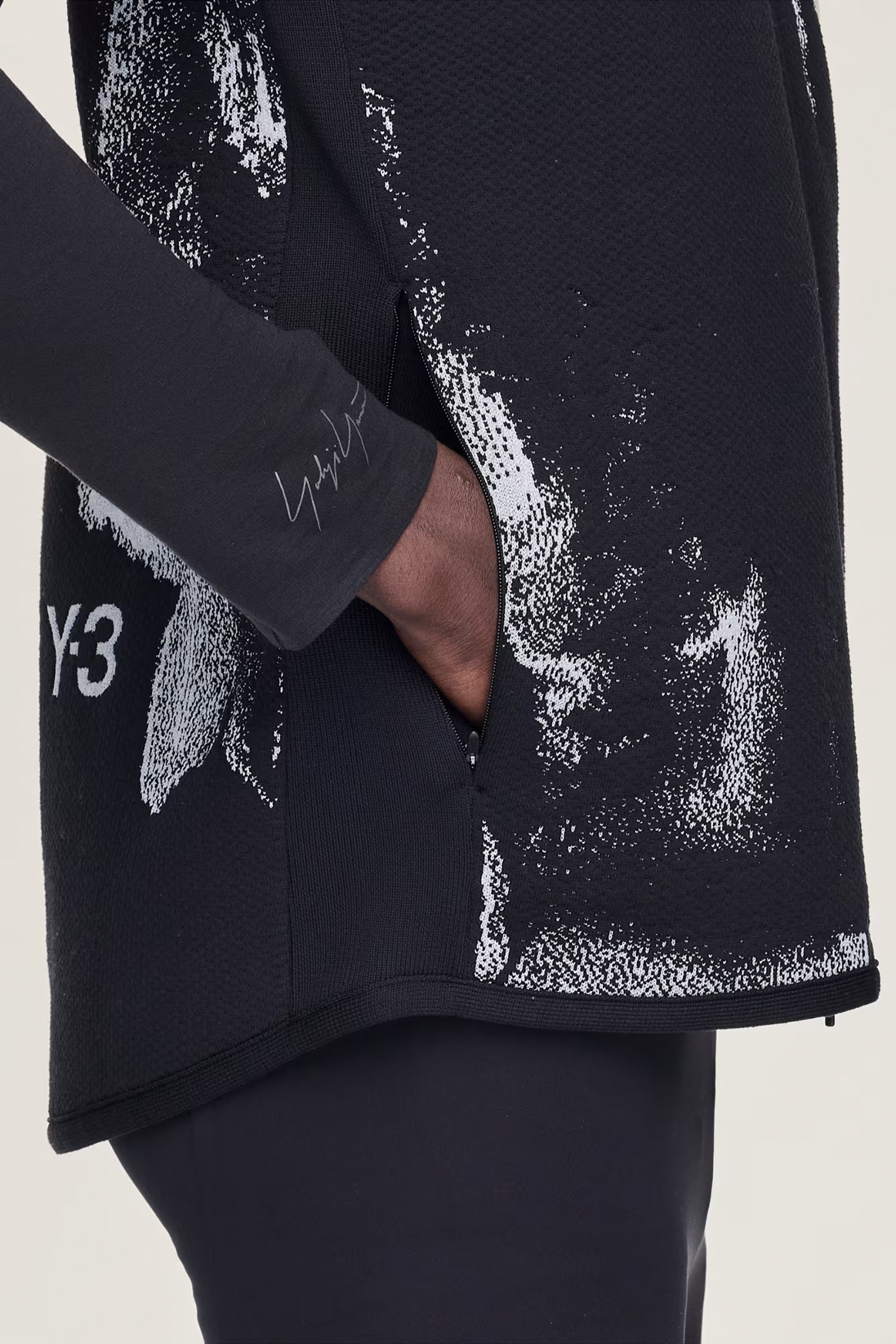 Y-3 Regular Fit Recycled Polyester-Nylon Blend Running Engineered Vest Langarm, Ärmel, Pullover, Vlies, Mantel