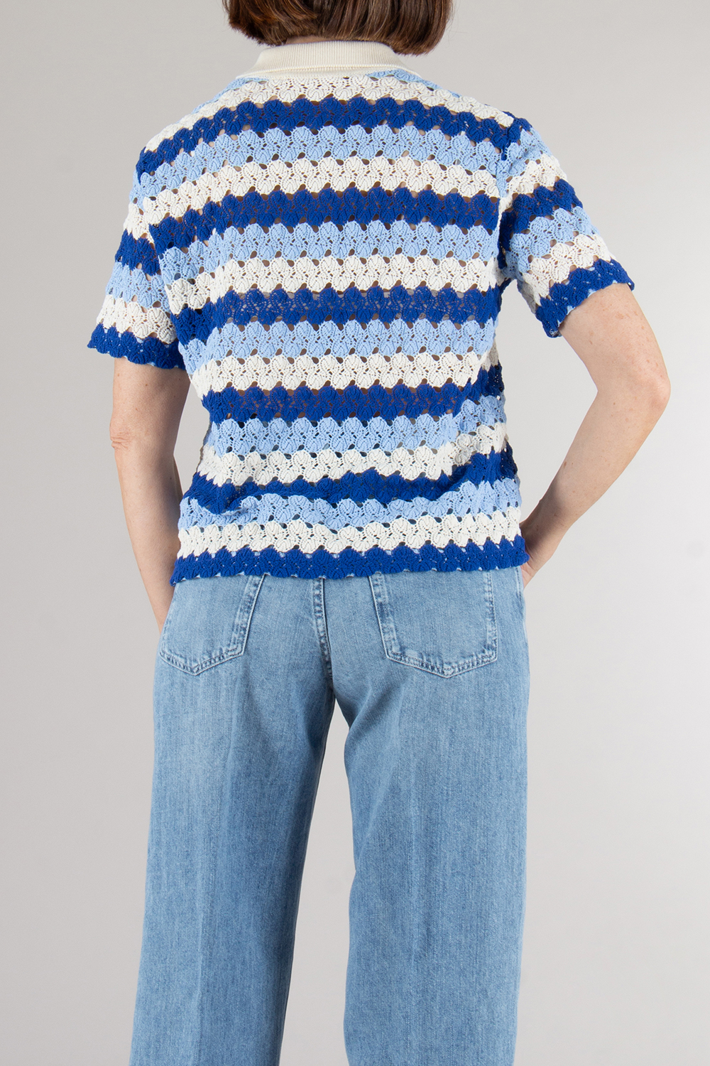 MC2 SAINT BARTH Striped Crochet Polo Monet