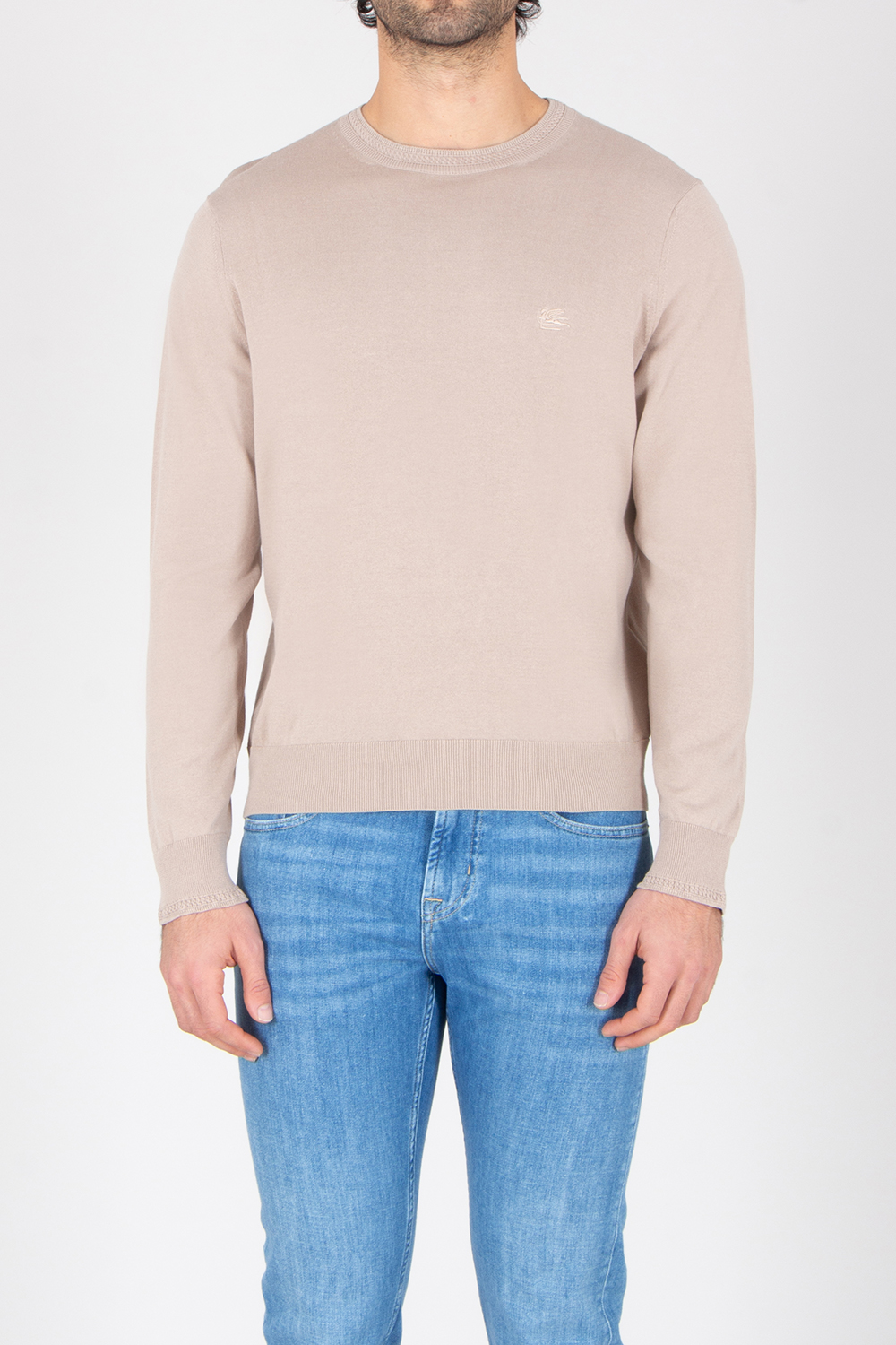 ETRO Regular Fit Embroidered Cotton-Silk Blend Crew Neck Sweater