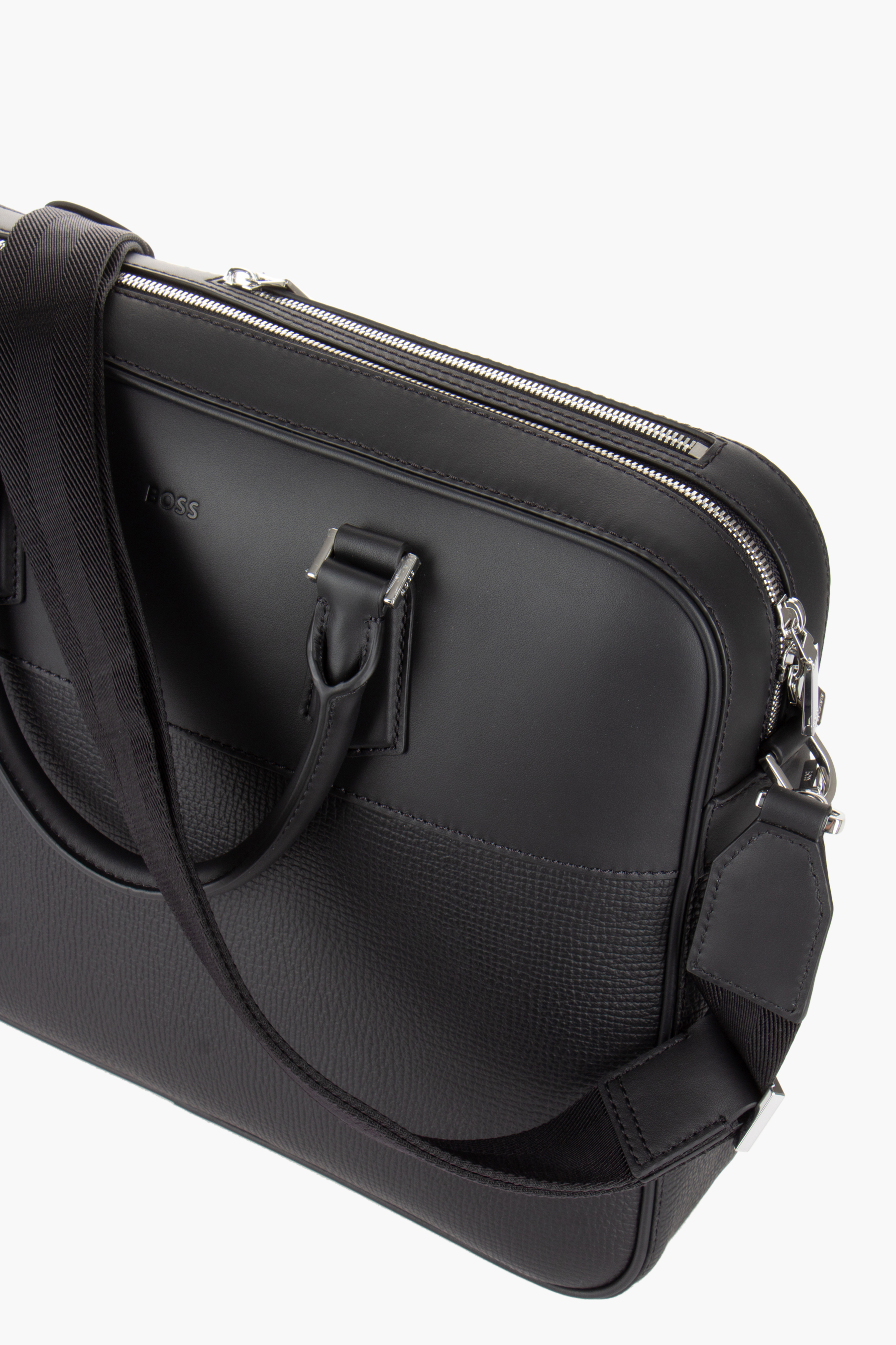 BOSS Smooth & Grained Leather Document Case New Crosstown Tasche, Zubehör, Handtasche, Aktentasche, Geldbörse