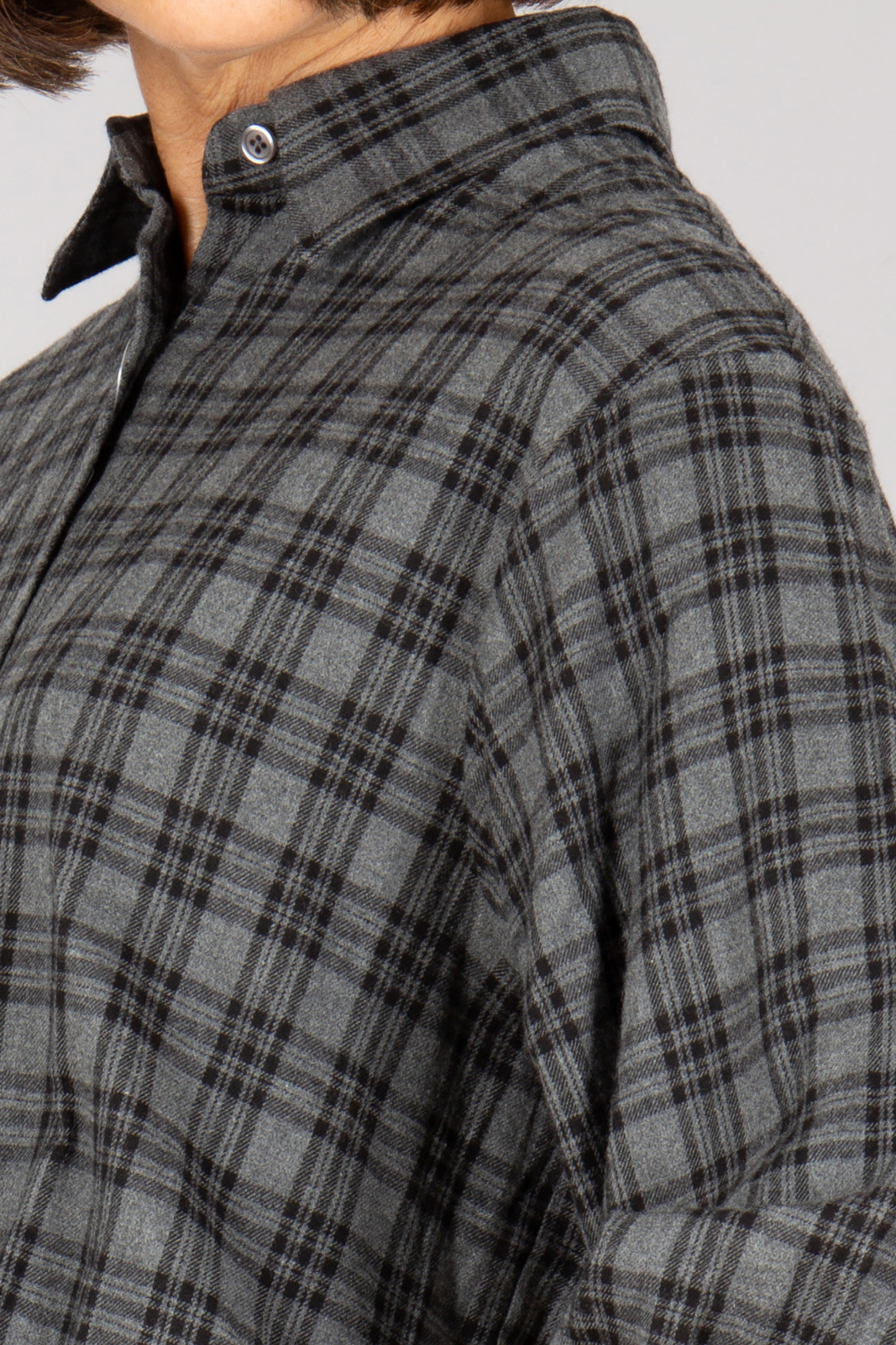 0039 ITALY Relaxed Fit Checked Cotton Blend Flannel Blouse Elsa Mantel, Jacke, Hemd, Mann, Person