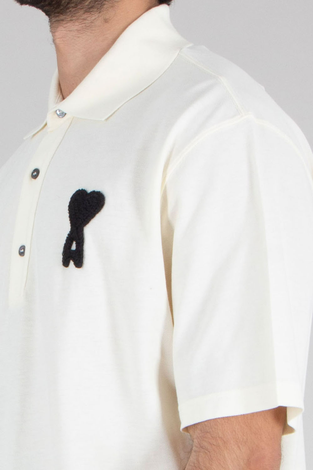 AMI PARIS Straight Fit Ami de Coeur Light Cotton Piqué Polo Shirt