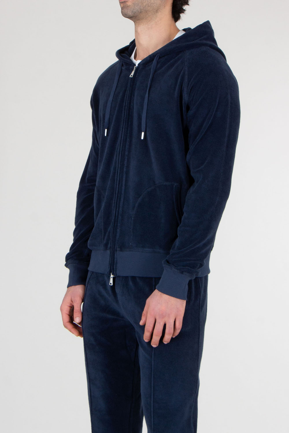 AURÉLIEN Cotton Blend Terry Zip-Hoodie 