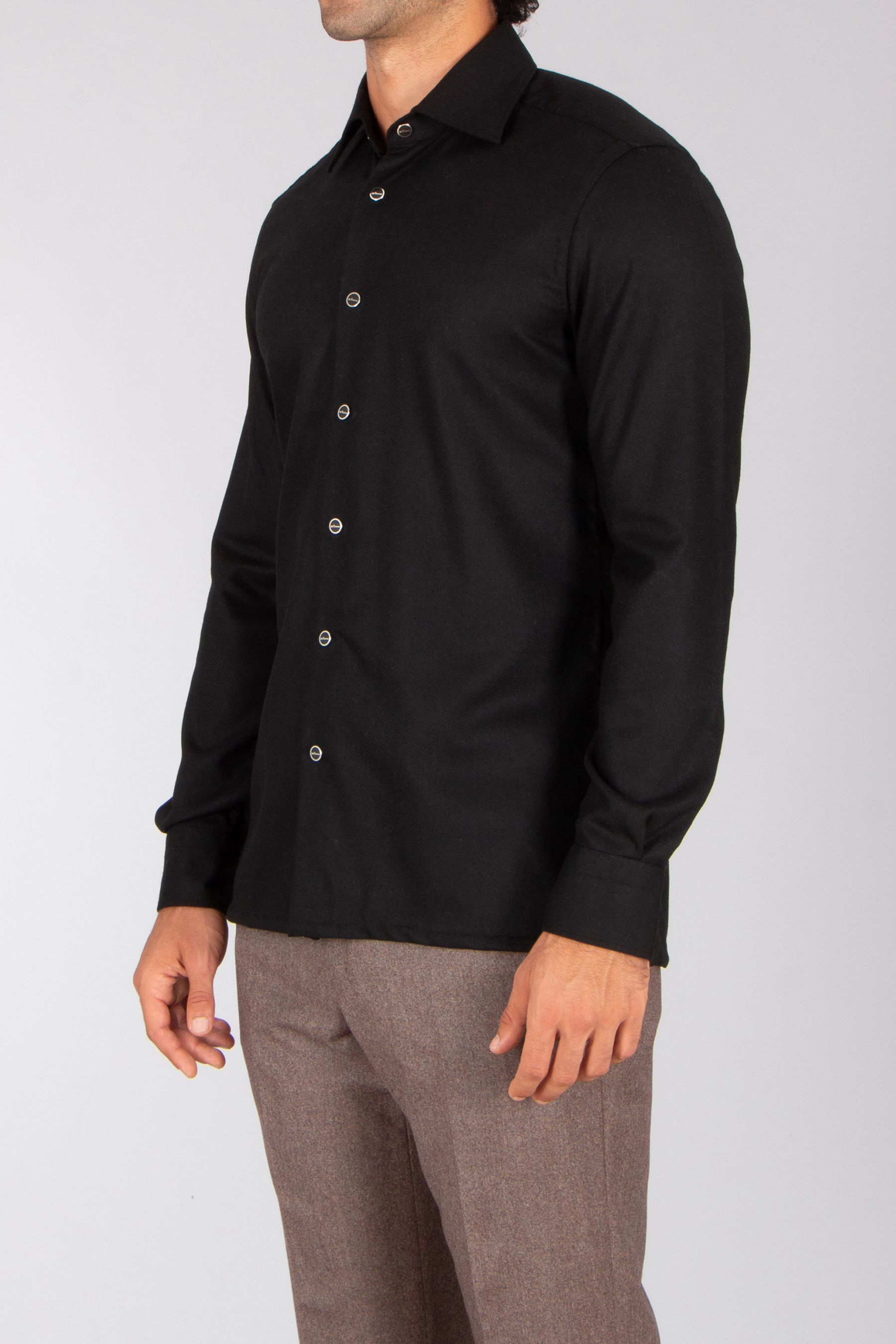 KITON Regular Fit Wool Blend Stretch Flannel Shirt Nerano Hemd, Langarm, Ärmel, Kleid, Hemd, Mantel