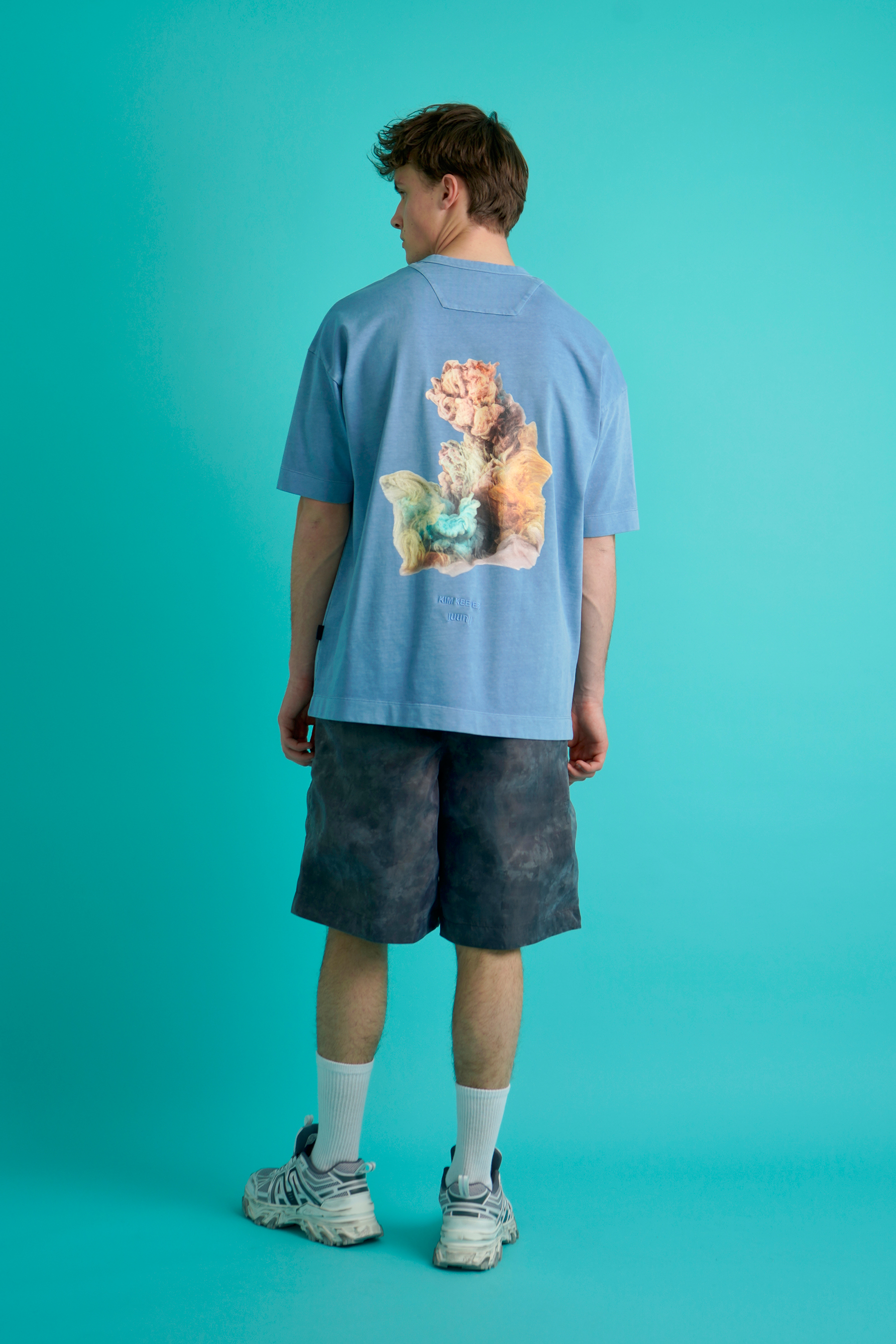 JUUN.J Oversized Kim Keever Cloud Flower Print Cotton Jersey T-Shirt T-shirt, Kurze Hosen, Junge, Person, Jugendlich
