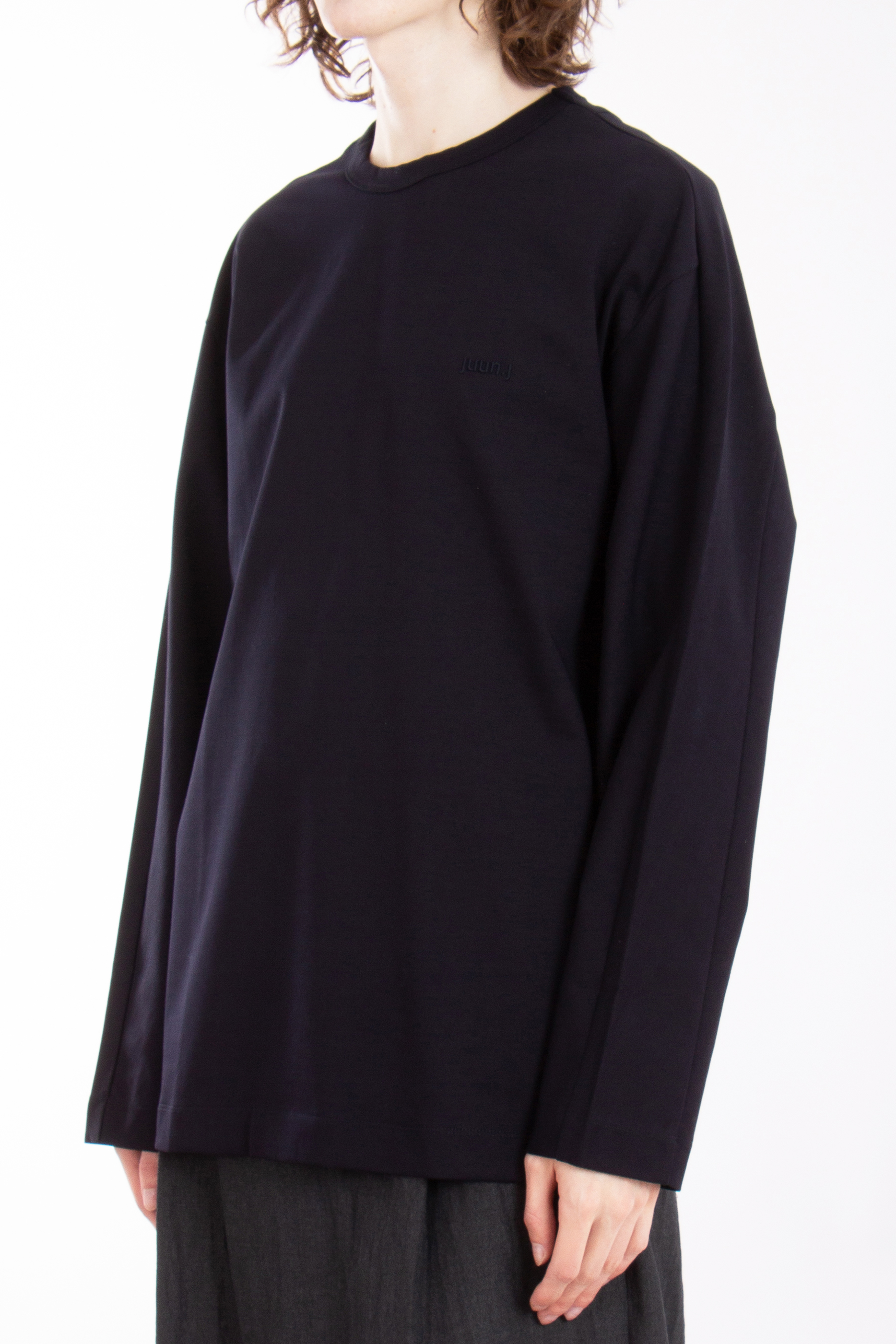 JUUN.J Embroidered Oversized Cotton Jersey Long Sleeve T-Shirt JUUN.J Embroidered Oversized Cotton Jersey Long Sleeve T-Shirt
