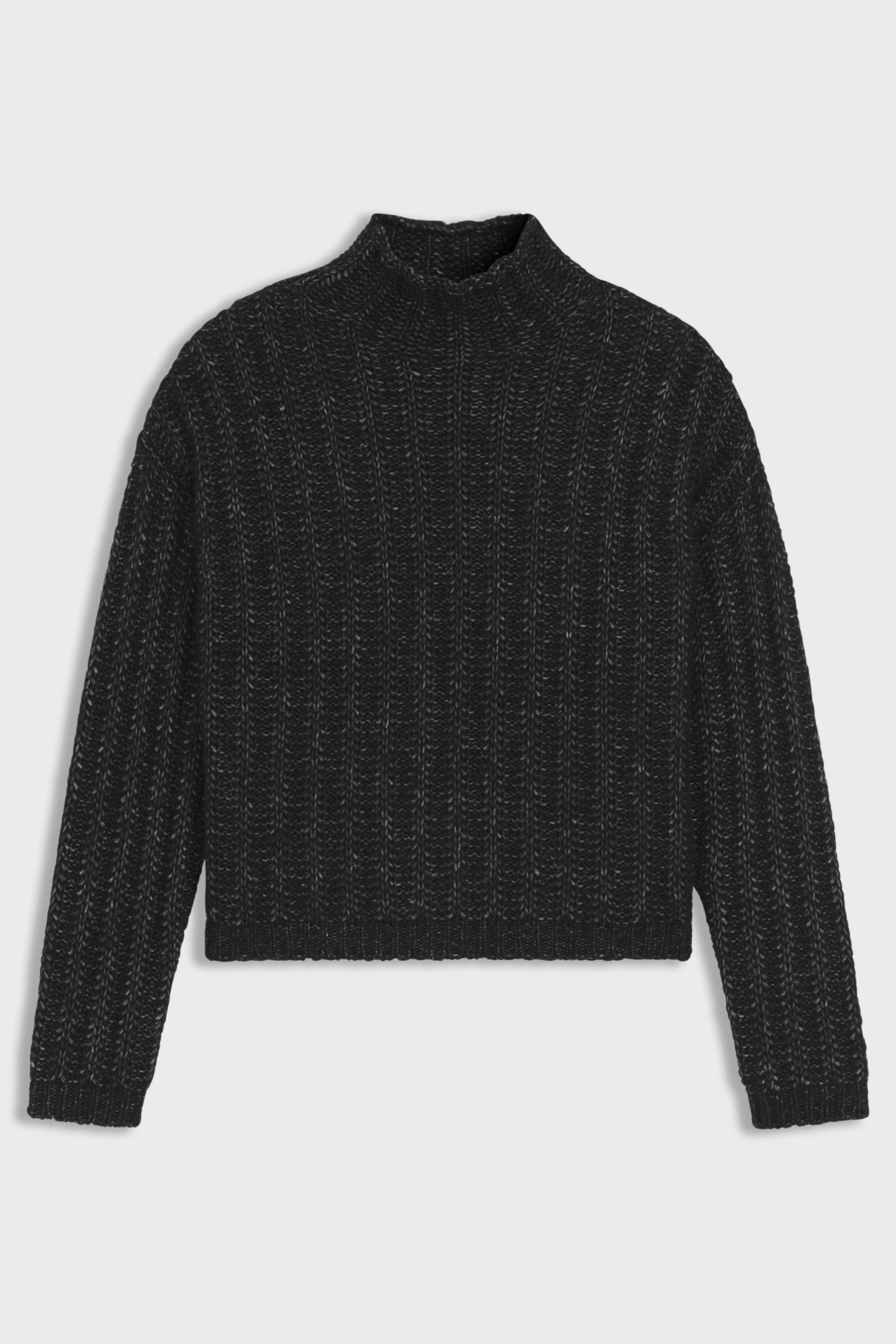 HUGO Relaxed Fit Ribbed Cotton-Wool-Alpaca Blend Mock Neck Sweater Safineyny Bekleidung, Strickwaren, Pullover