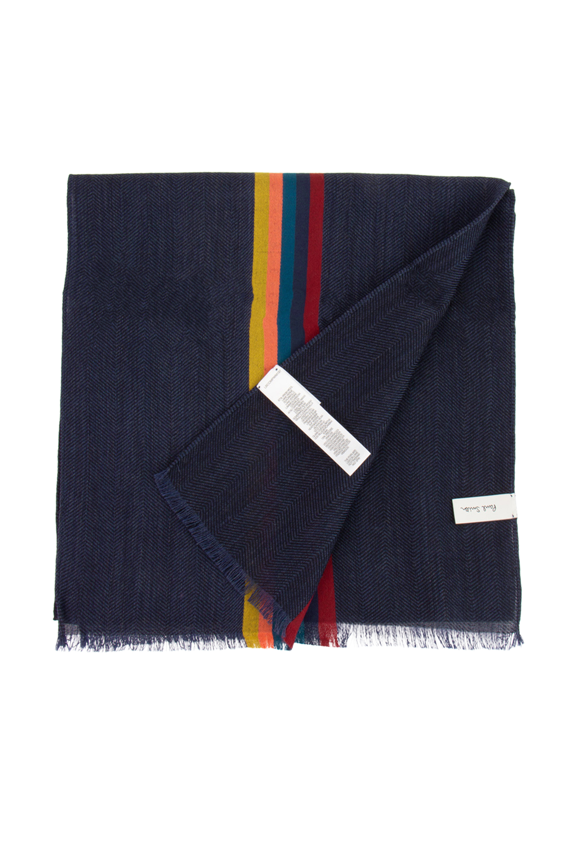 PAUL SMITH 'Artist Stripe' Band Herringbone Wool Blend Scarf