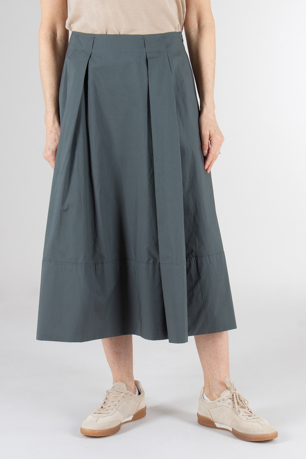 WOOLRICH Cotton Poplin Box Pleat Skirt