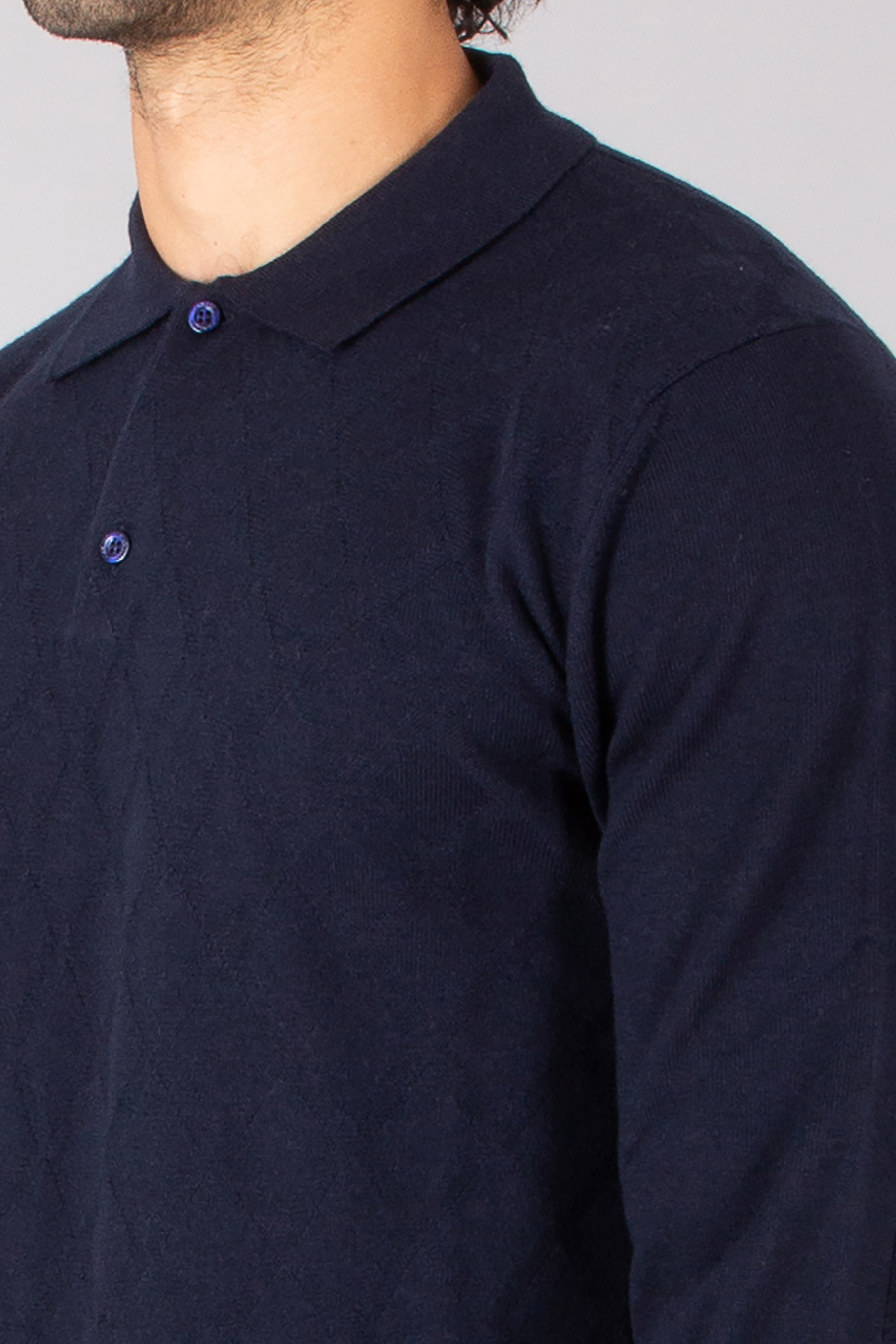CANALI Regular Fit Structured Extrafine Wool Knit Polo Langarm, Ärmel, Hemd, Mann, Person