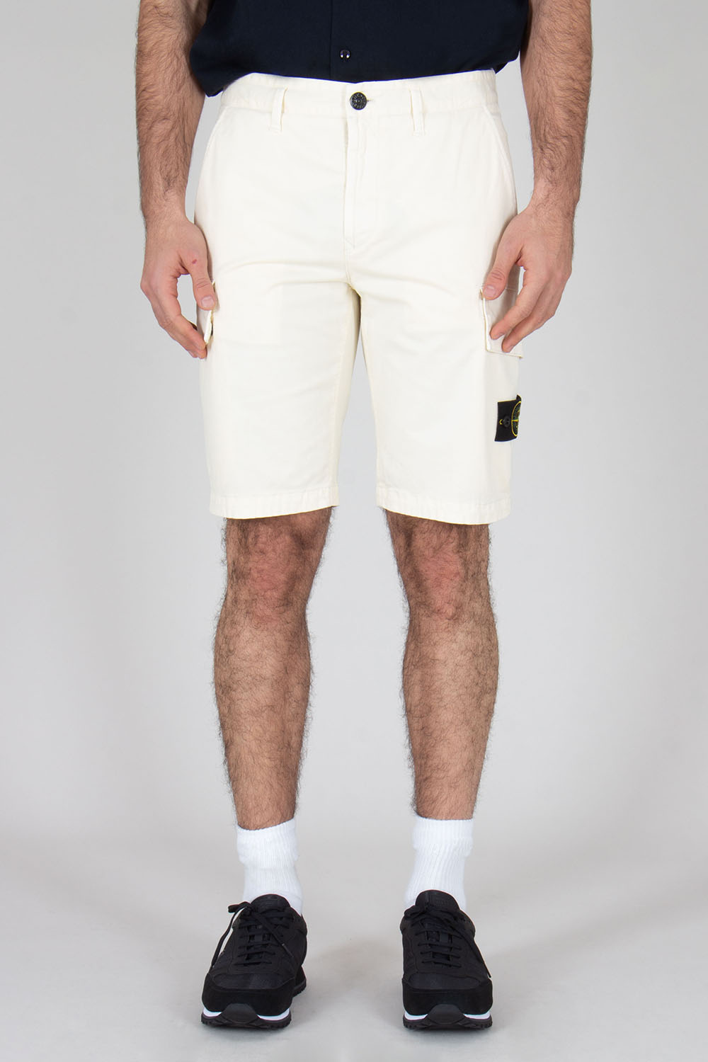 STONE ISLAND Slim Fit OLD Effect Organic Cotton Stretch Broken Twill Cargo Shorts