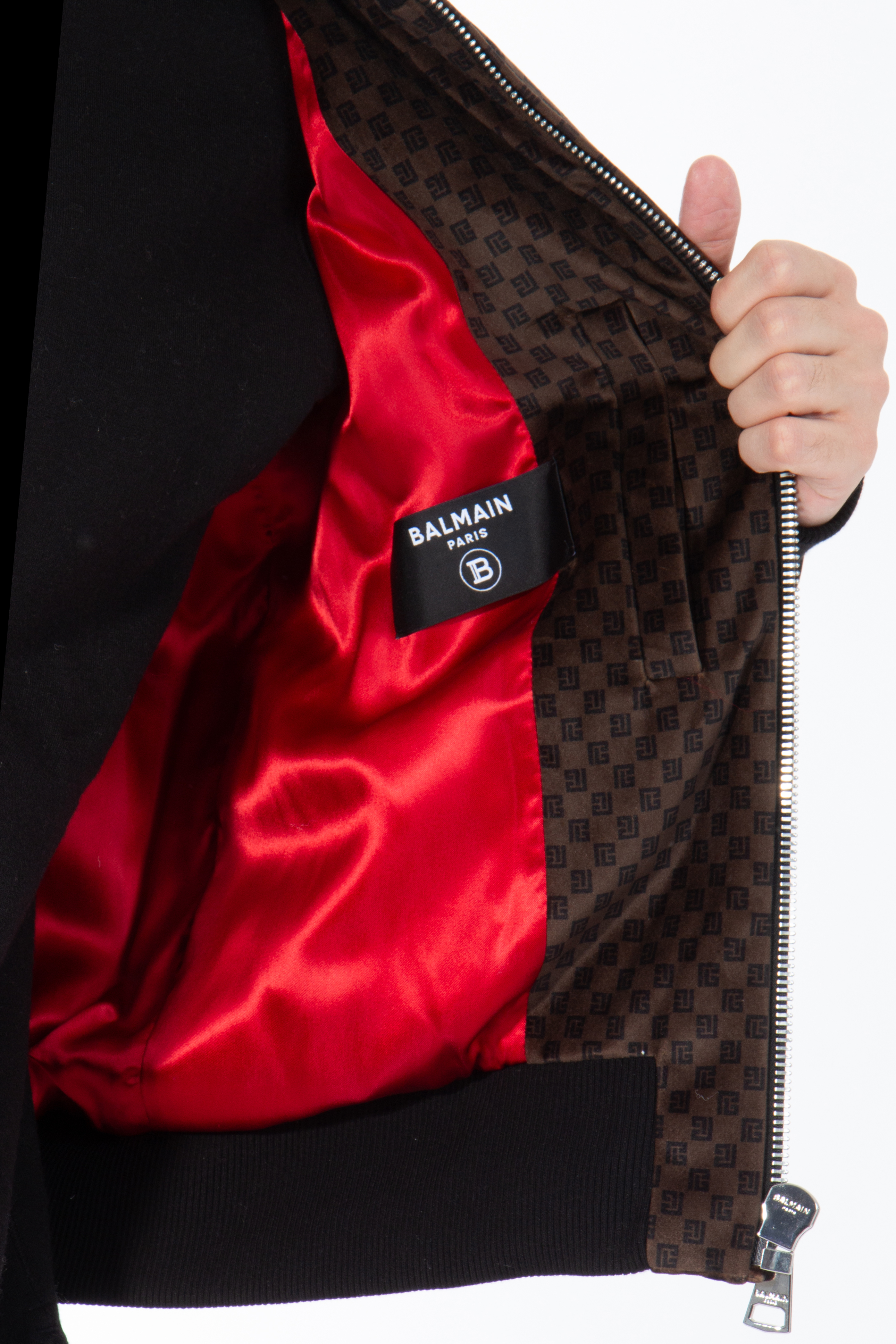 BALMAIN Monogrammed Velvet Bomber Jacket BALMAIN Monogrammed Velvet Bomber Jacket
