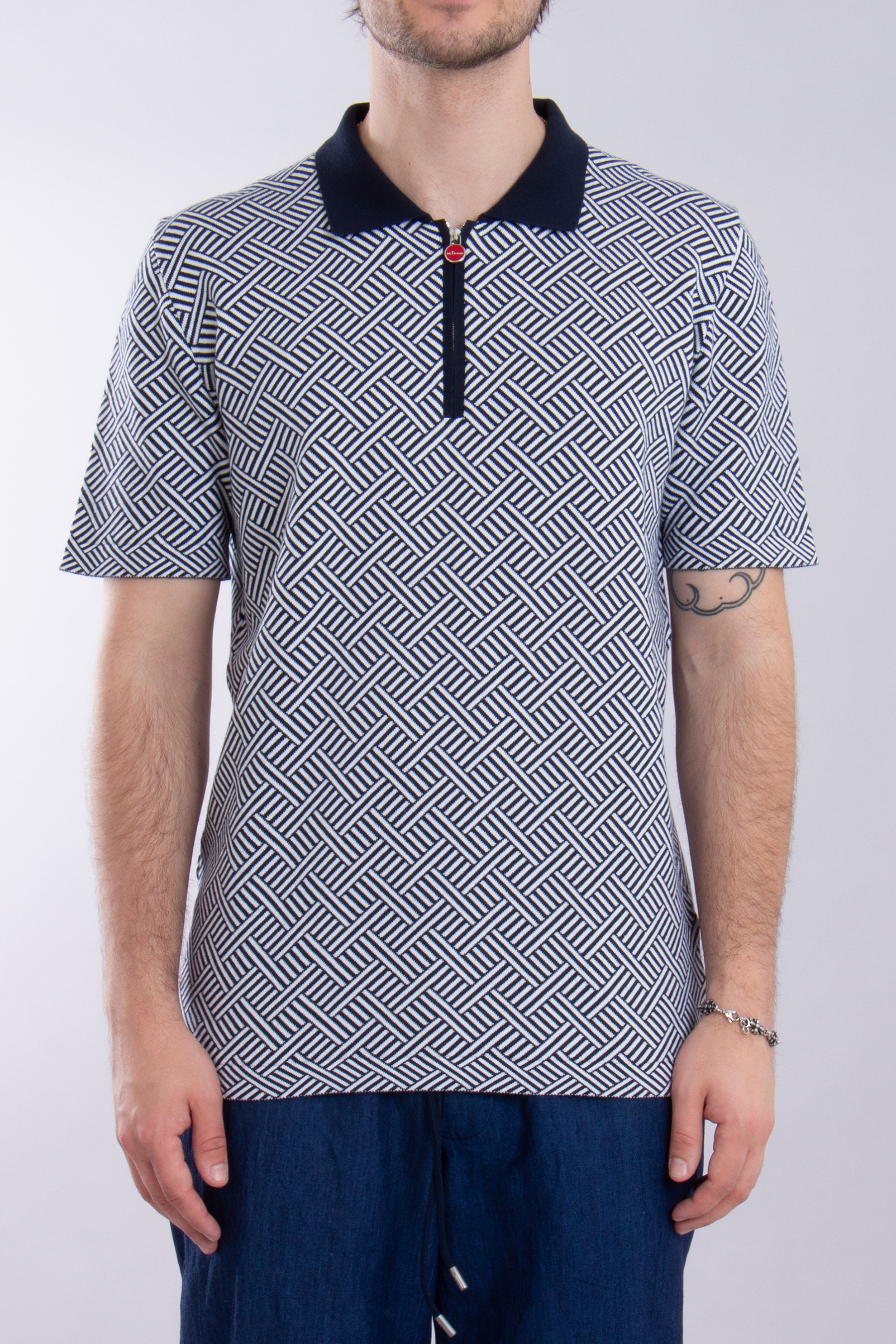 KITON Patterned Cotton Knit Polo