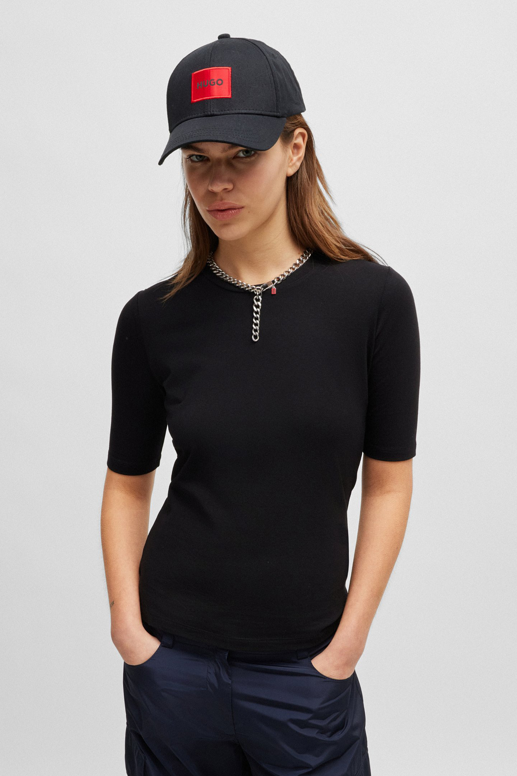 HUGO Slim Fit Cotton-Modal Stretch T-Shirt Darnelia