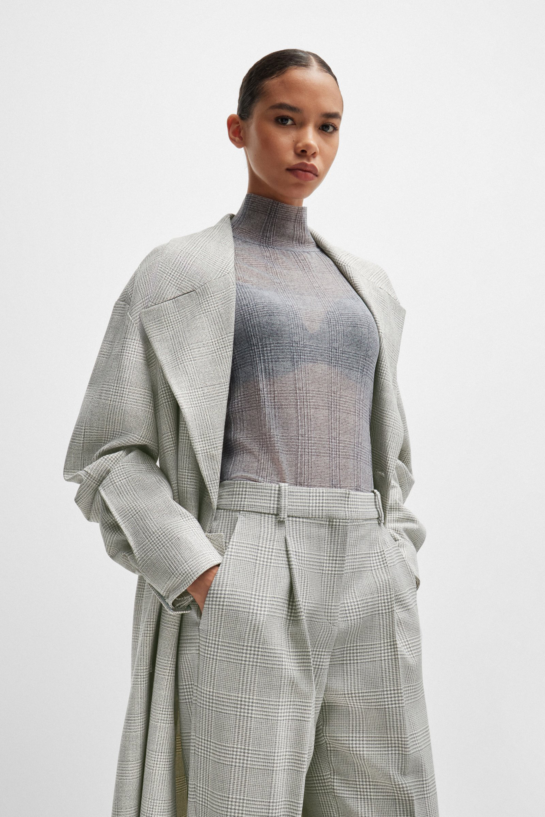 BOSS Checked Virgin Wool Crepe Pants Tanity BOSS Checked Virgin Wool Crepe Pants Tanity