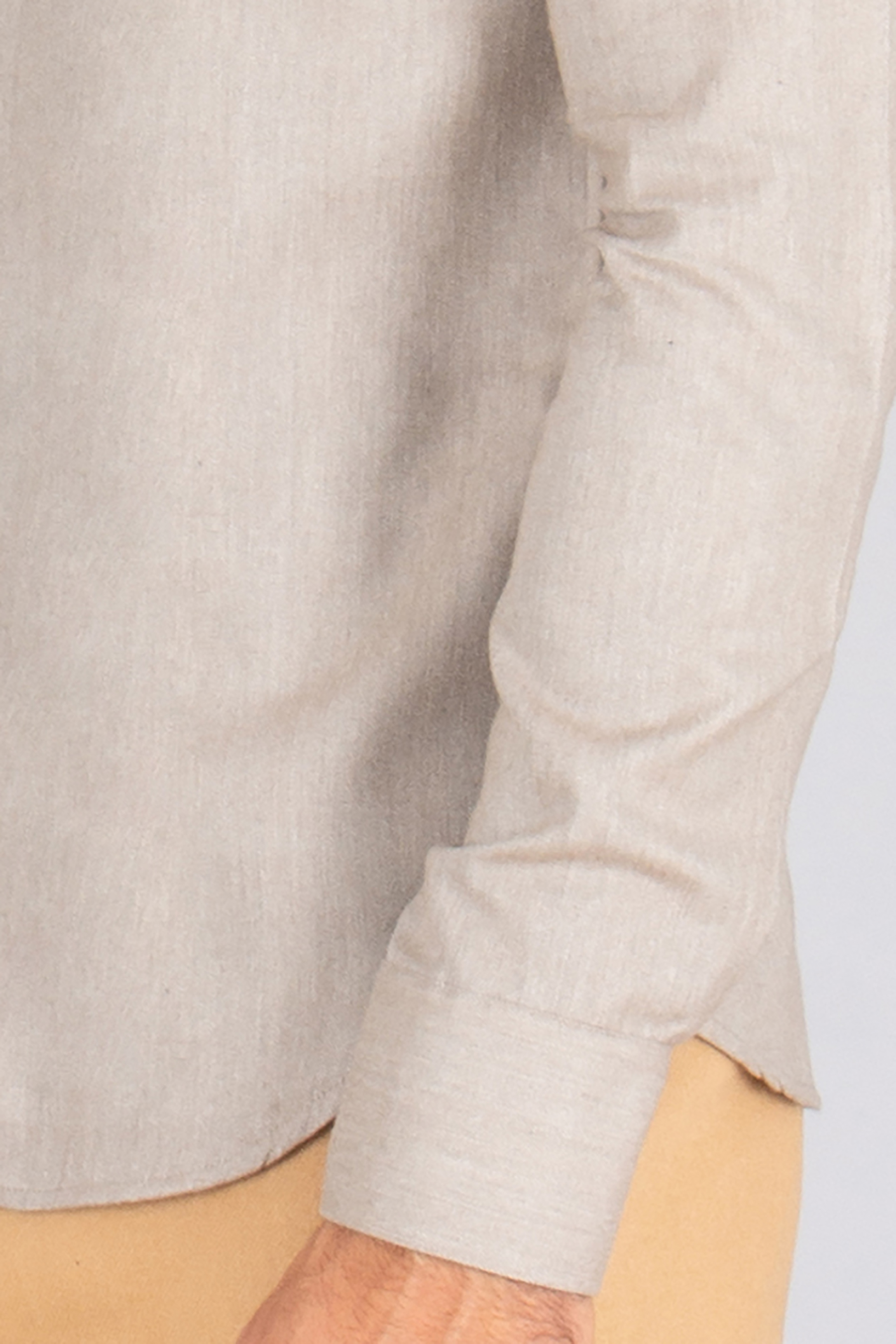SONRISA Regular Fit Herringbone Pattern Cotton-Lyocell Flannel Shirt Langarm, Ärmel, Inneneinrichtung, Leinen, Hemd