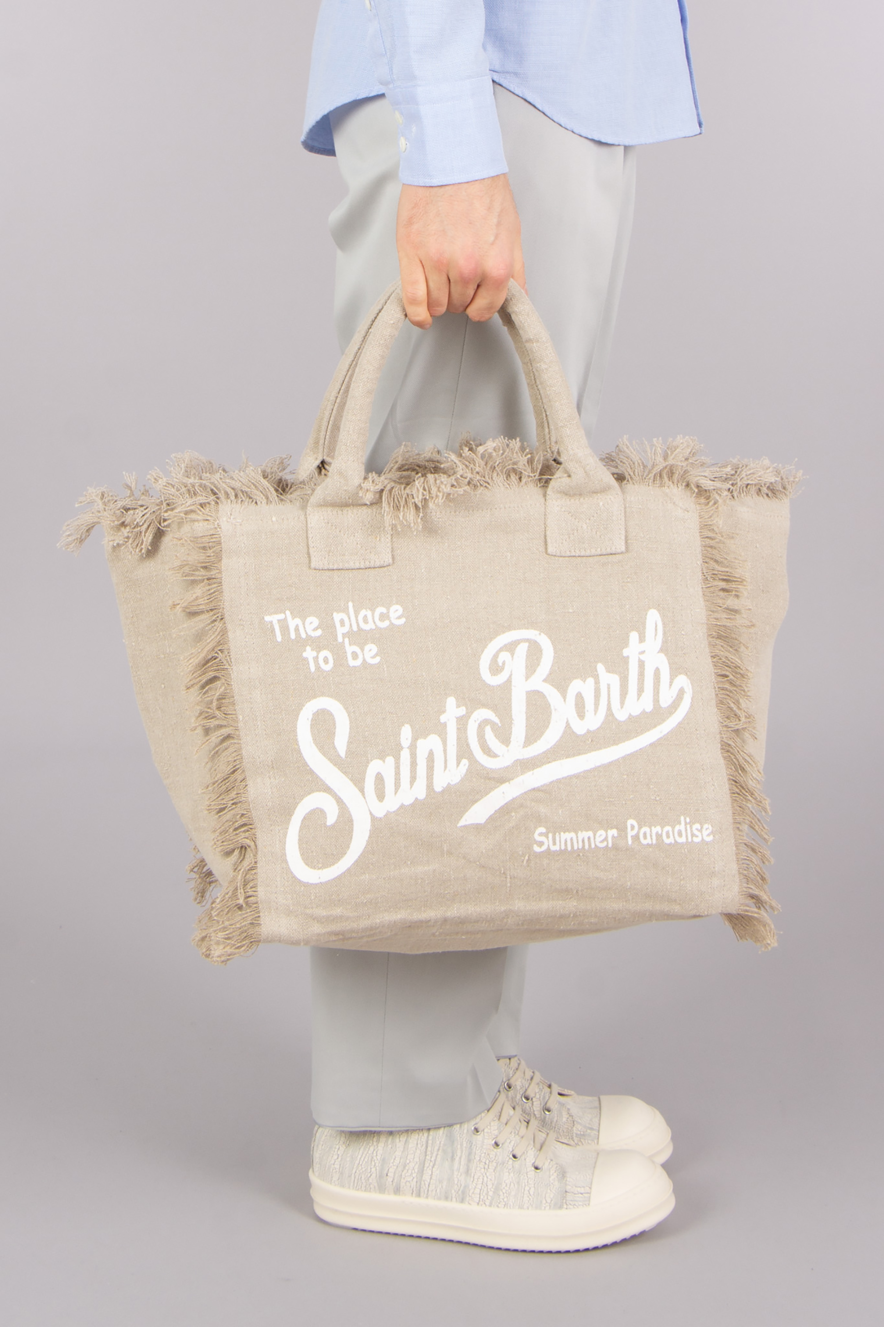 MC 2 SAINT BARTH Printed Linen Canvas Shopper Vanity