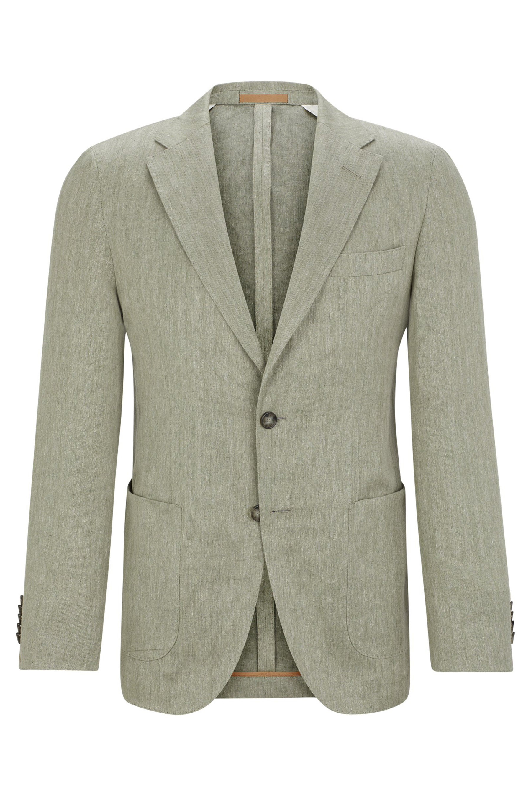 BOSS Slim Fit Herringbone Linen-Silk Jacket L-Heston BOSS Slim Fit Herringbone Linen-Silk Jacket L-Heston
