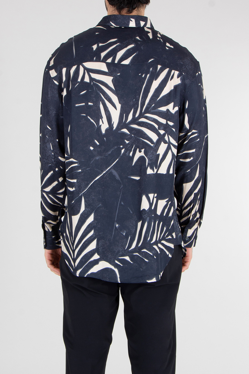 EMPORIO ARMANI Comfort Fit Leaf Print Eco Viscose Satin Shirt